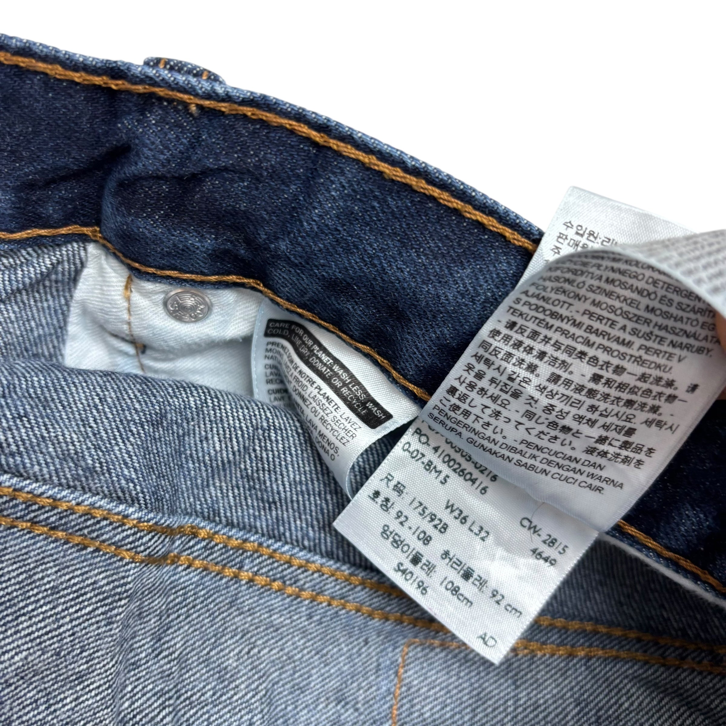 Levis 505 Jeans W36 L32 Mens Dark Blue Regular Straight Fit Denim (E)