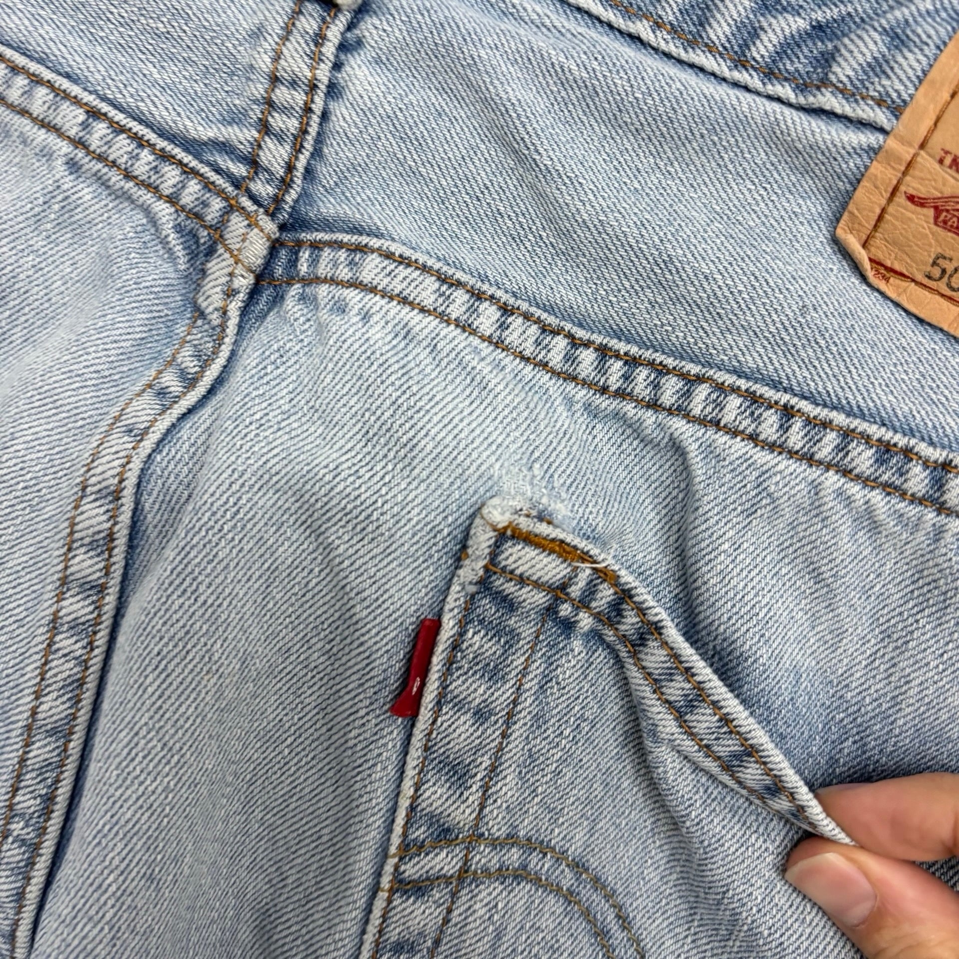 Levis 505 Jeans W34 L31 Mens Light Blue Regular Straight Fit Vintage Denim (F)