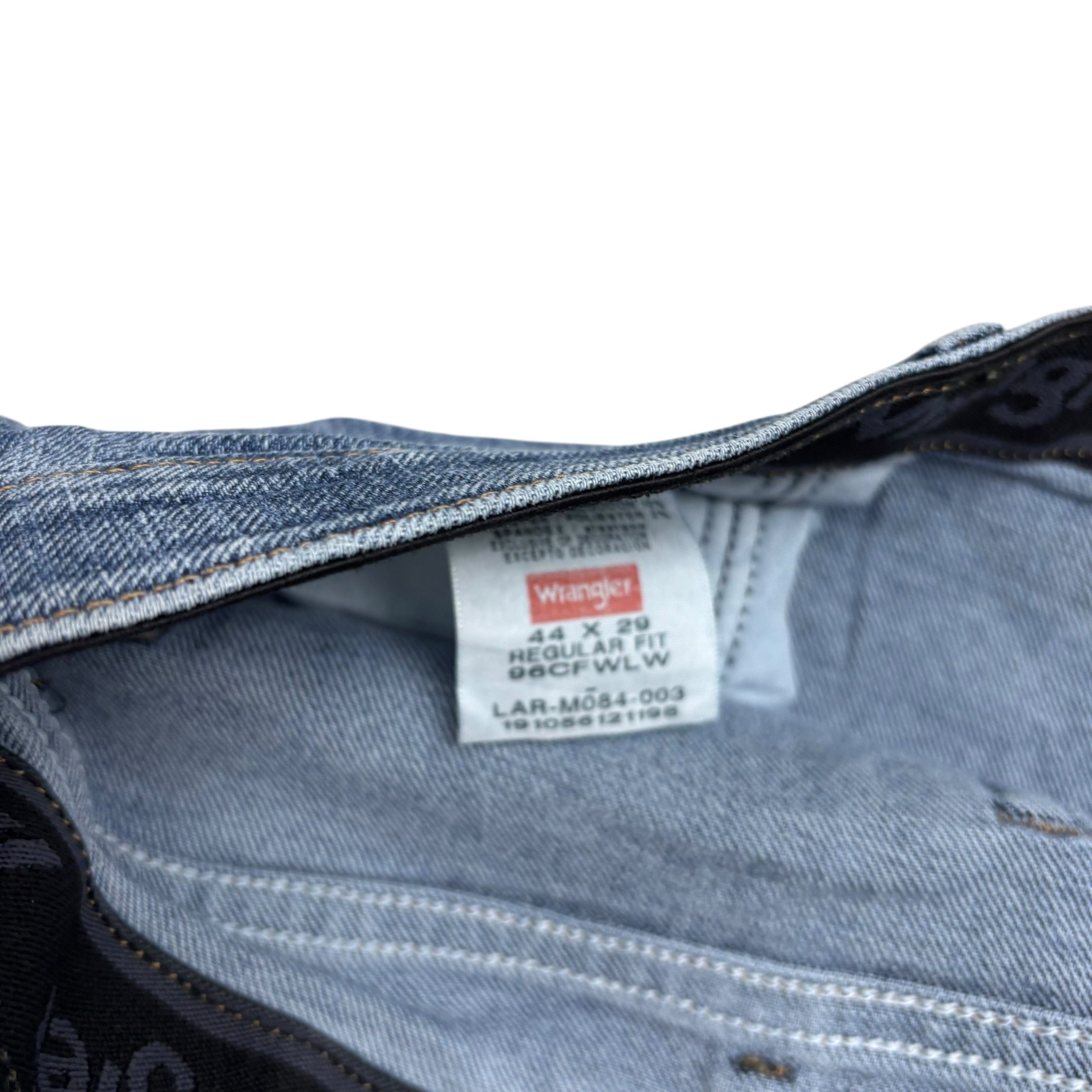 Wrangler Jeans W46 L29 Mens Mid Blue Regular Straight Fit Stretch Denim (E)