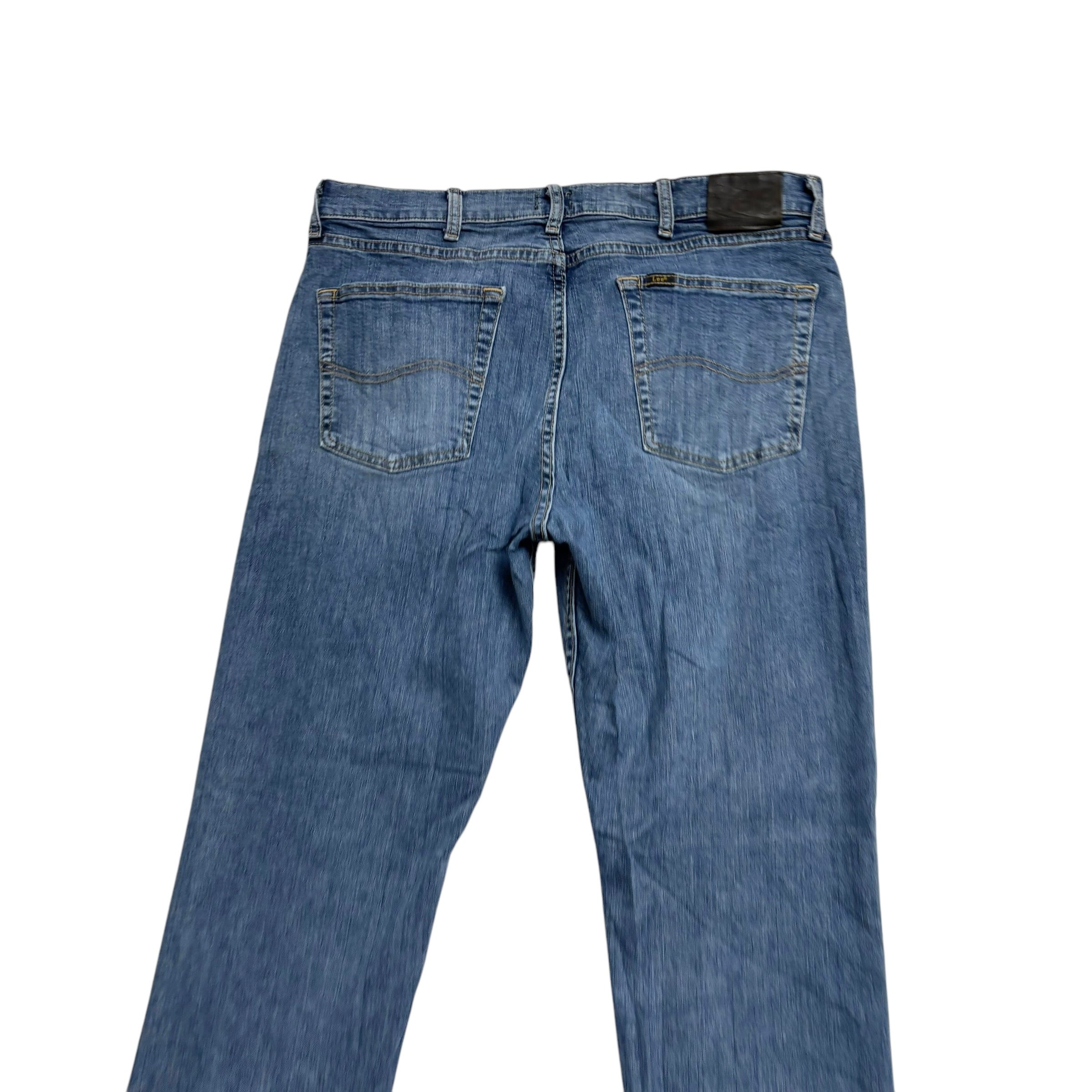 Lee Jeans W35 L32 Mens Mid Blue Regular Straight Fit Stretch Denim (E)