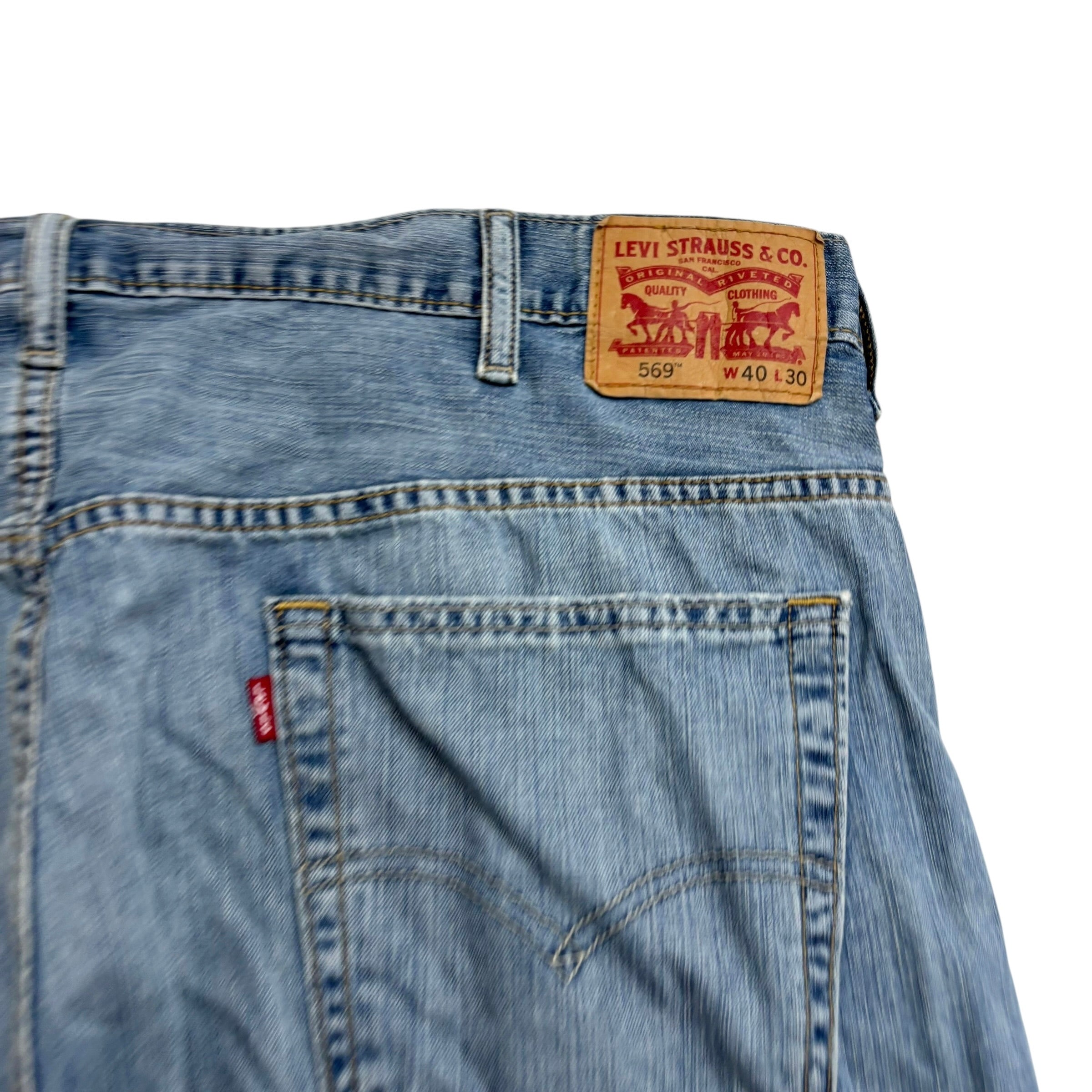 Levis 569 Jeans W40 L30 Mens Light Blue Baggy Relaxed Straight Fit Denim (E)