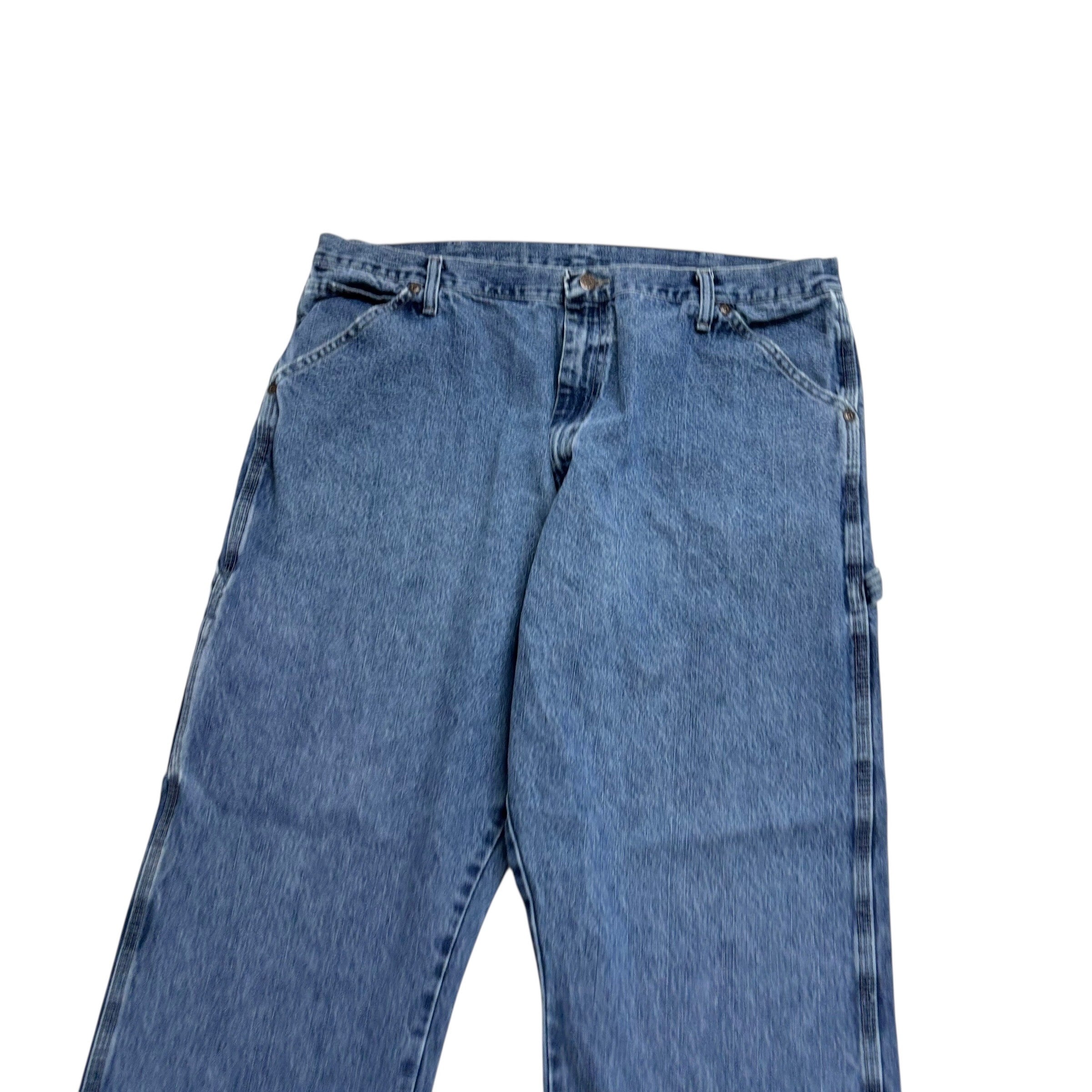 Wrangler Carpenter Jeans W40 L30 Mens Mid Blue Relaxed Straight Fit Denim (F)