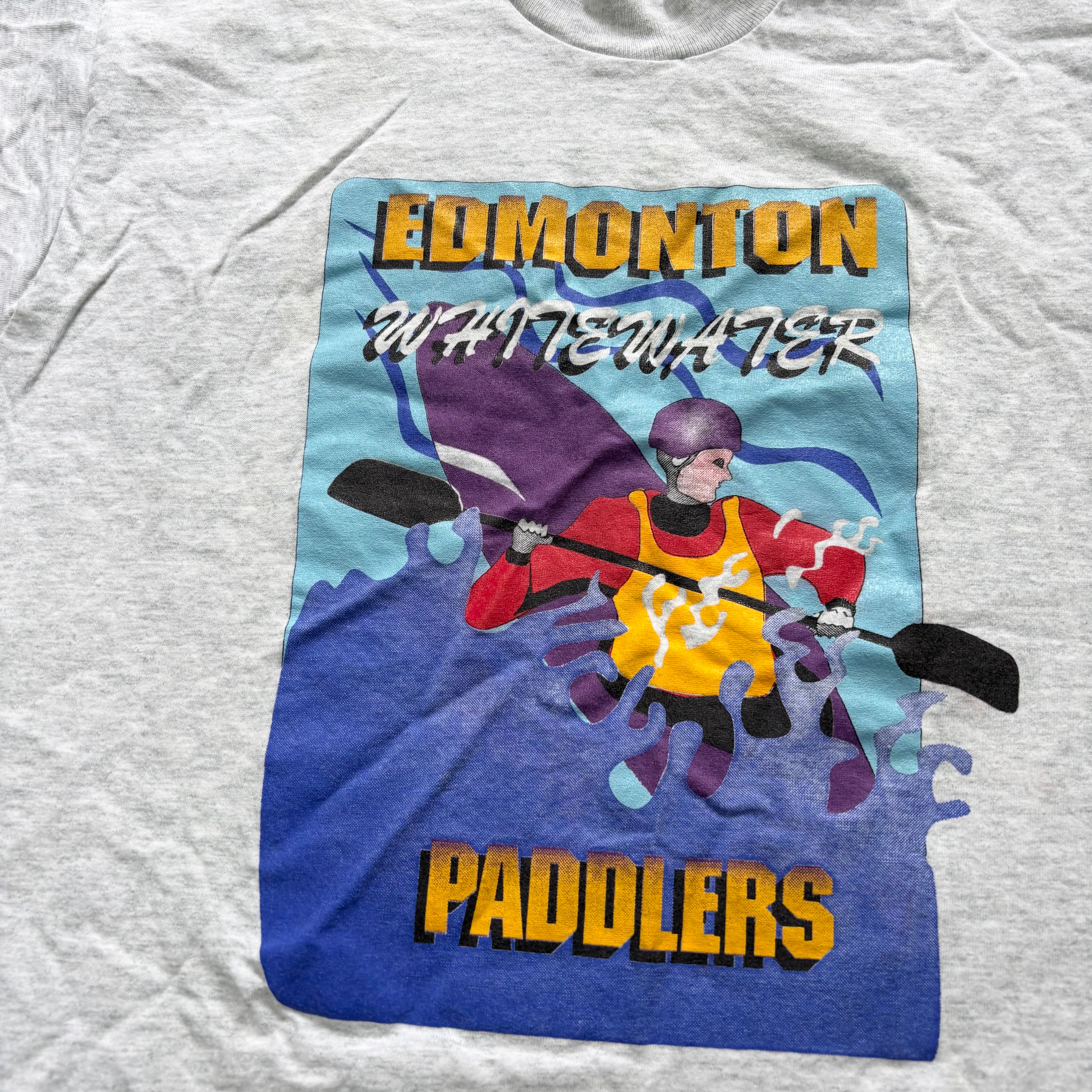 Vintage T Shirt Mens Medium Grey Single Stitch Graphic Print 90s USA (E)