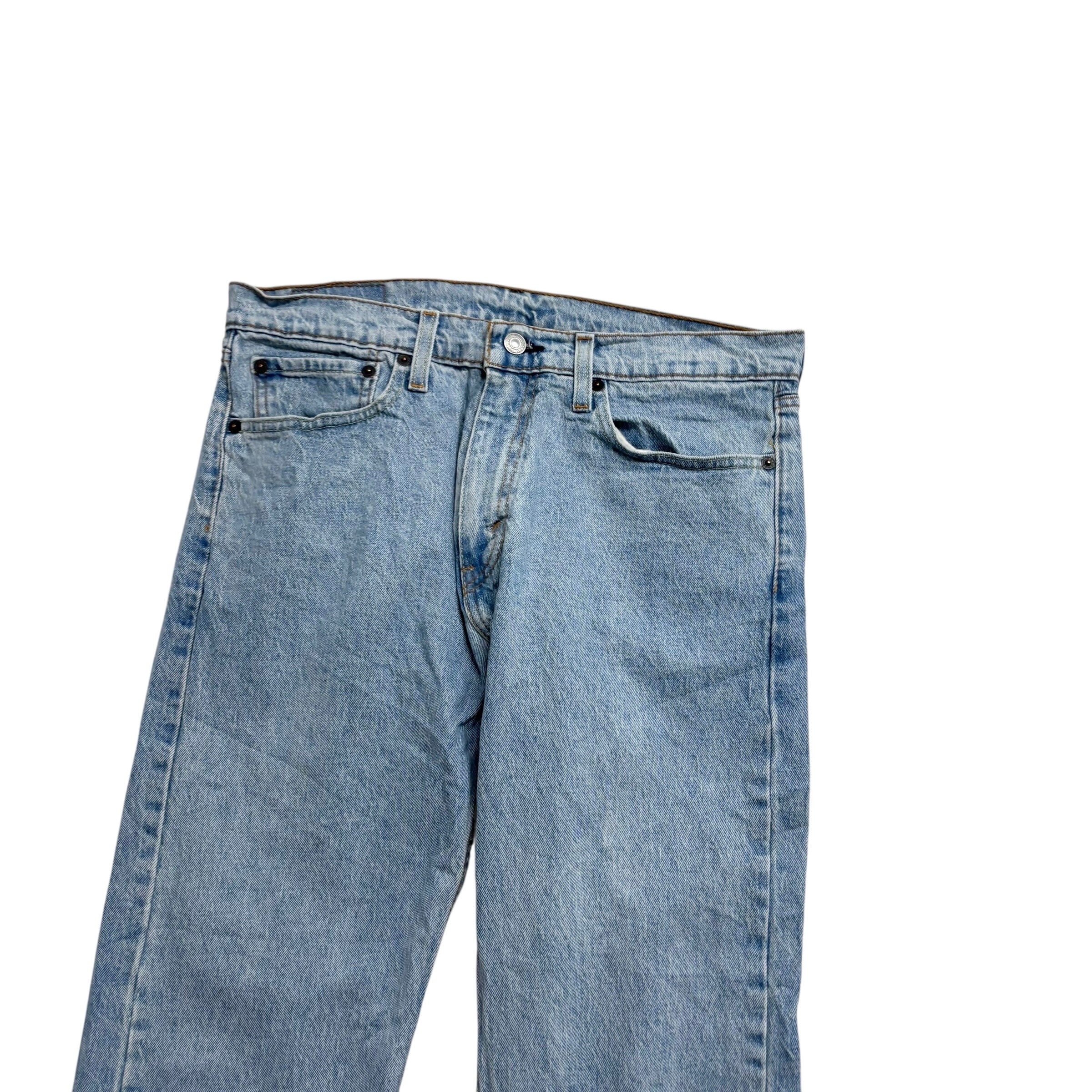 Levis 505 Jeans W32 L30 Mens Light Blue Regular Straight Fit Stretch Denim (E)