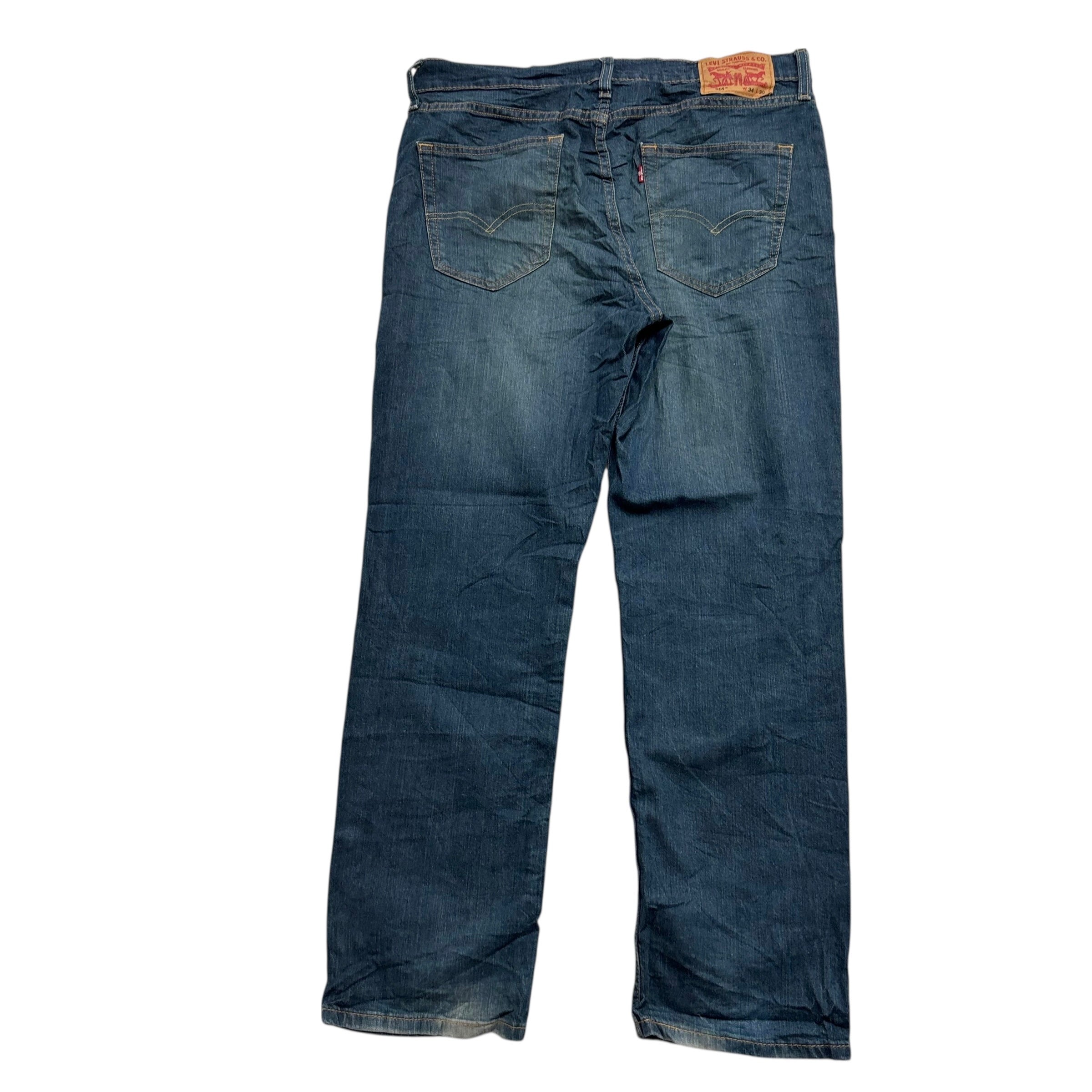Levis 514 Jeans W34 L30 Mens Dark Blue Regular Straight Fit Stretch Denim