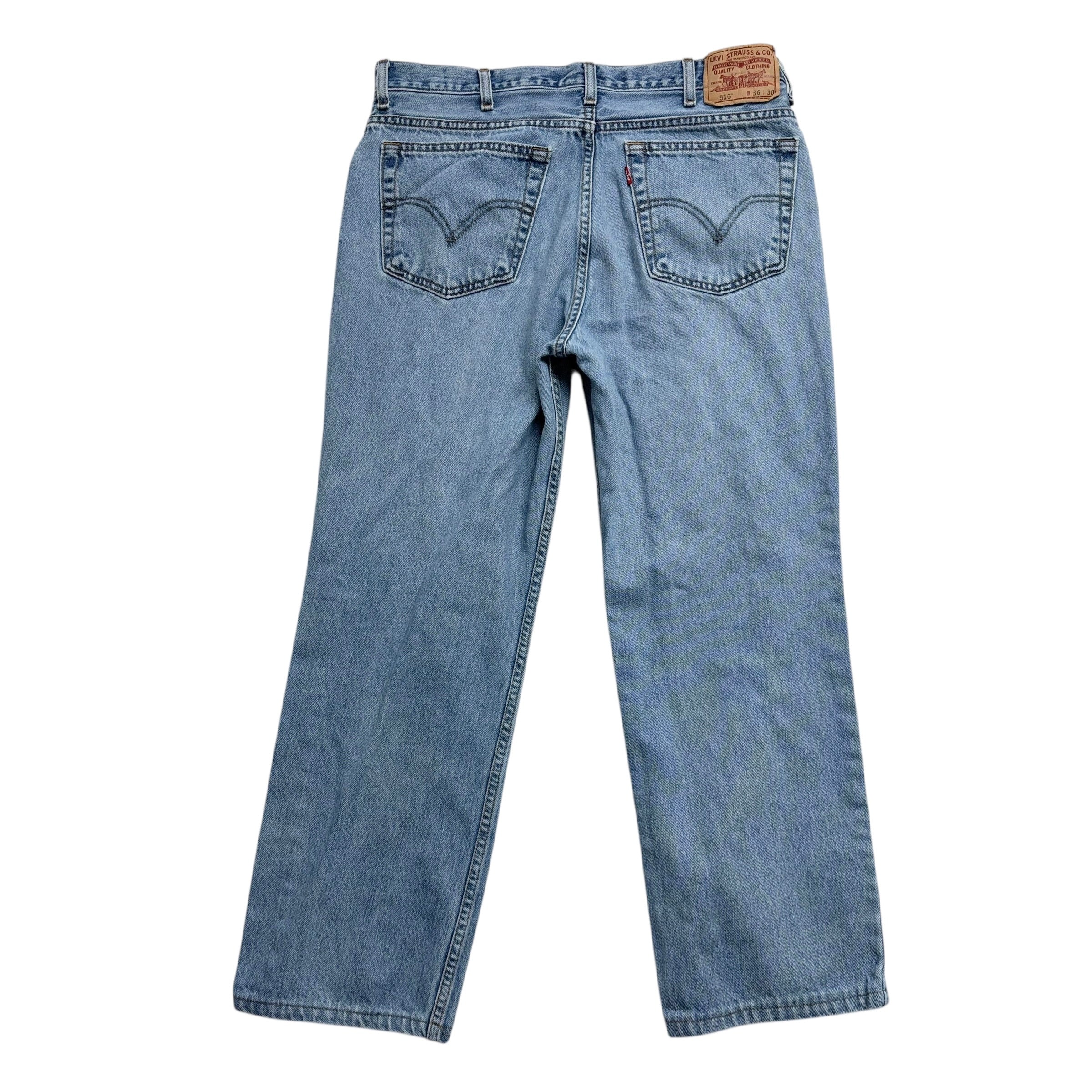 Levis 516 Jeans W34 L27 Mens Light Blue Regular Straight Fit Vintage Denim (E)