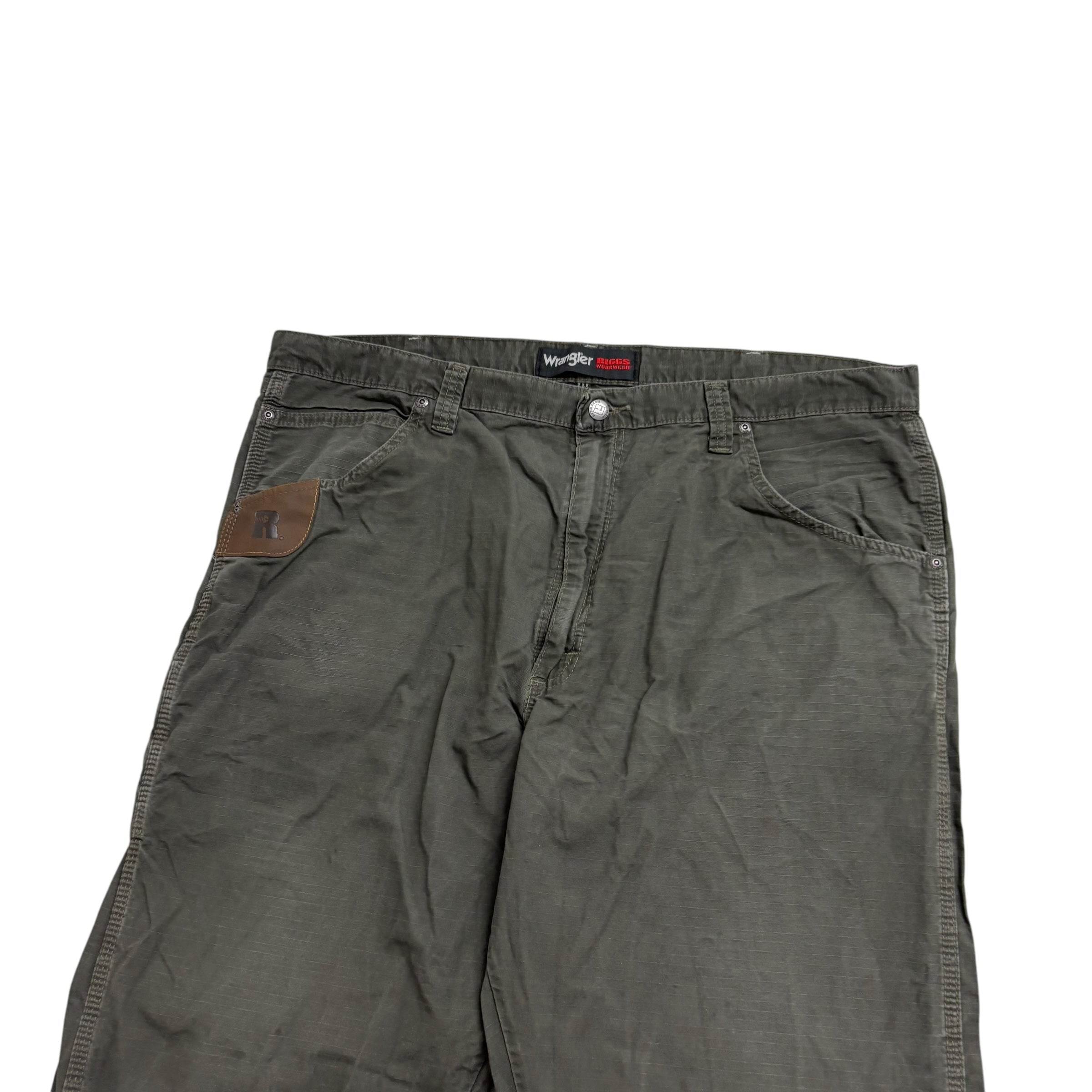 Wrangler Carpenter Pants W42 L32 Mens Green Relaxed Straight Fit Trousers