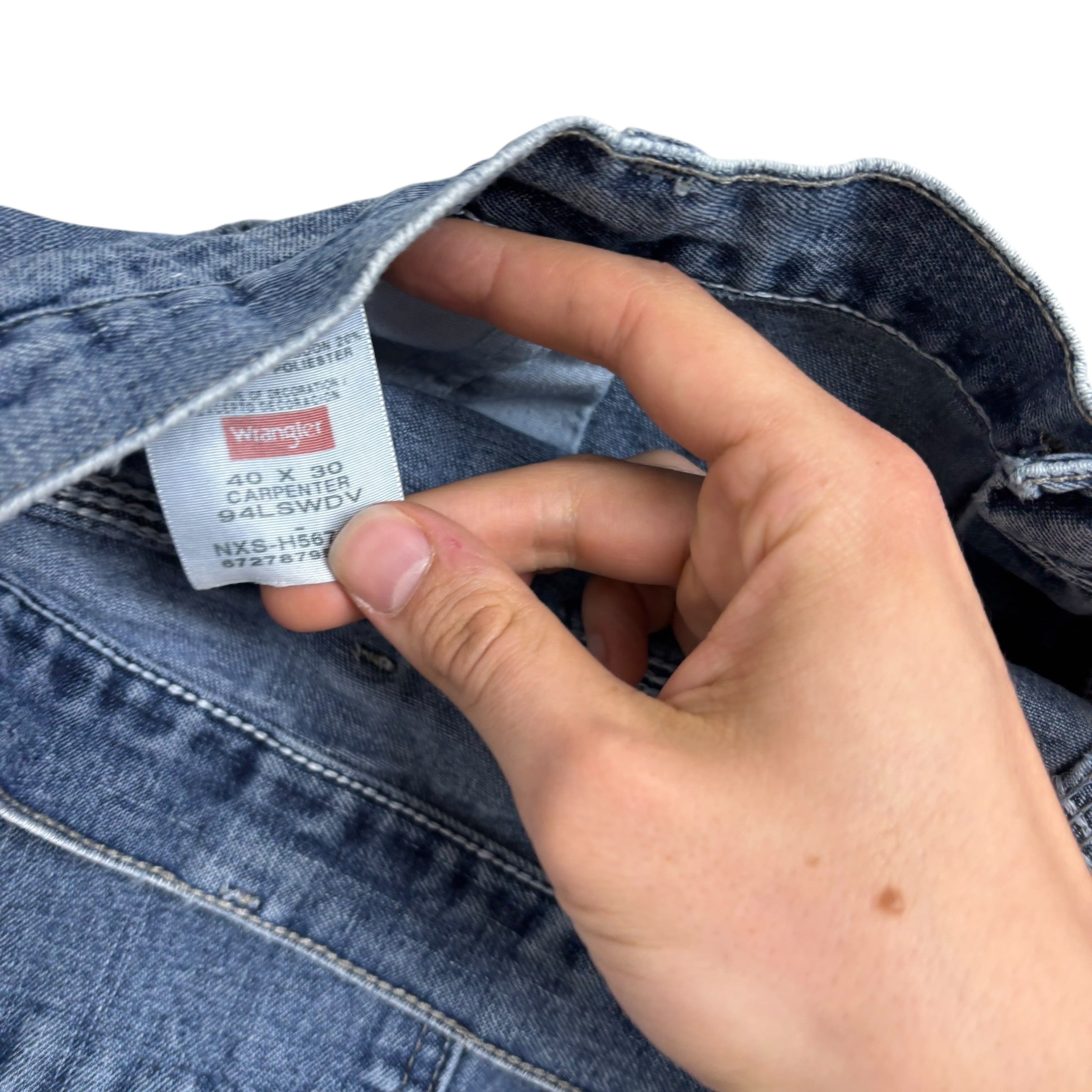 Wrangler Carpenter Jeans W40 L30 Mens Mid Blue Relaxed Straight Fit Denim (F)