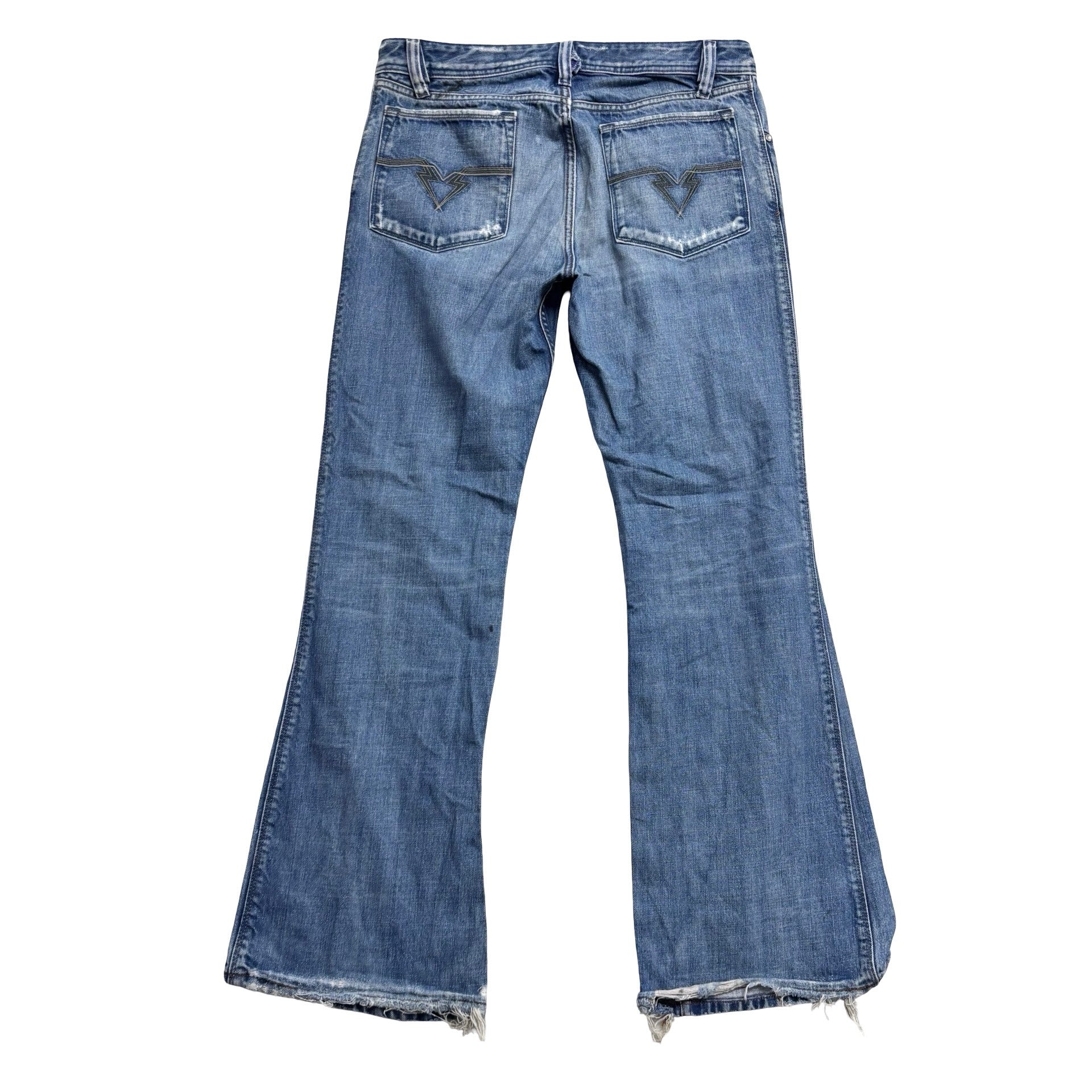 Diesel Zaf Jeans W32 L32 Mens Mid Blue Regular Bootcut Flare Fit Denim (F)