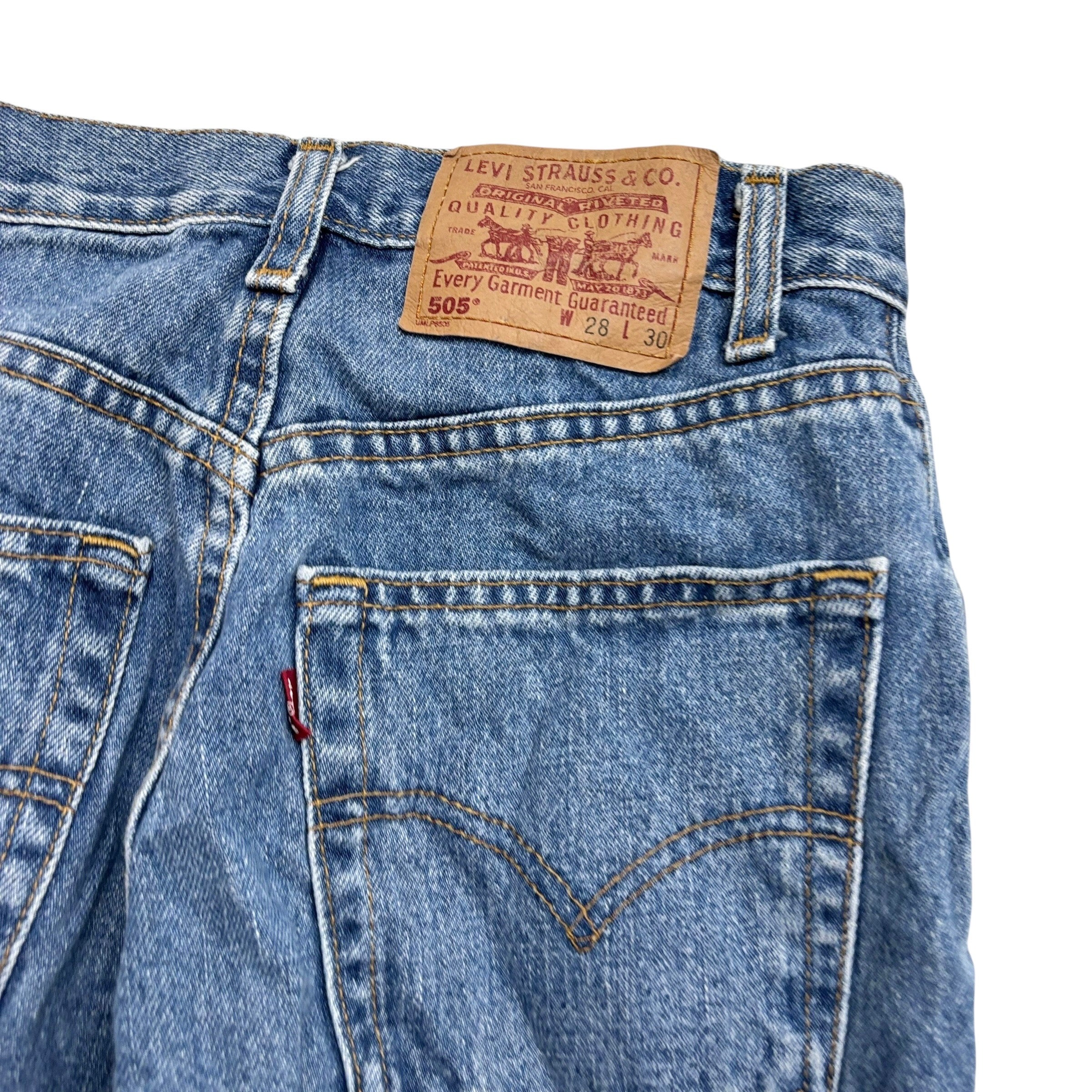 Levis 505 Jeans W26 L30 Mens Light Blue Regular Straight Fit Vintage Denim (E)