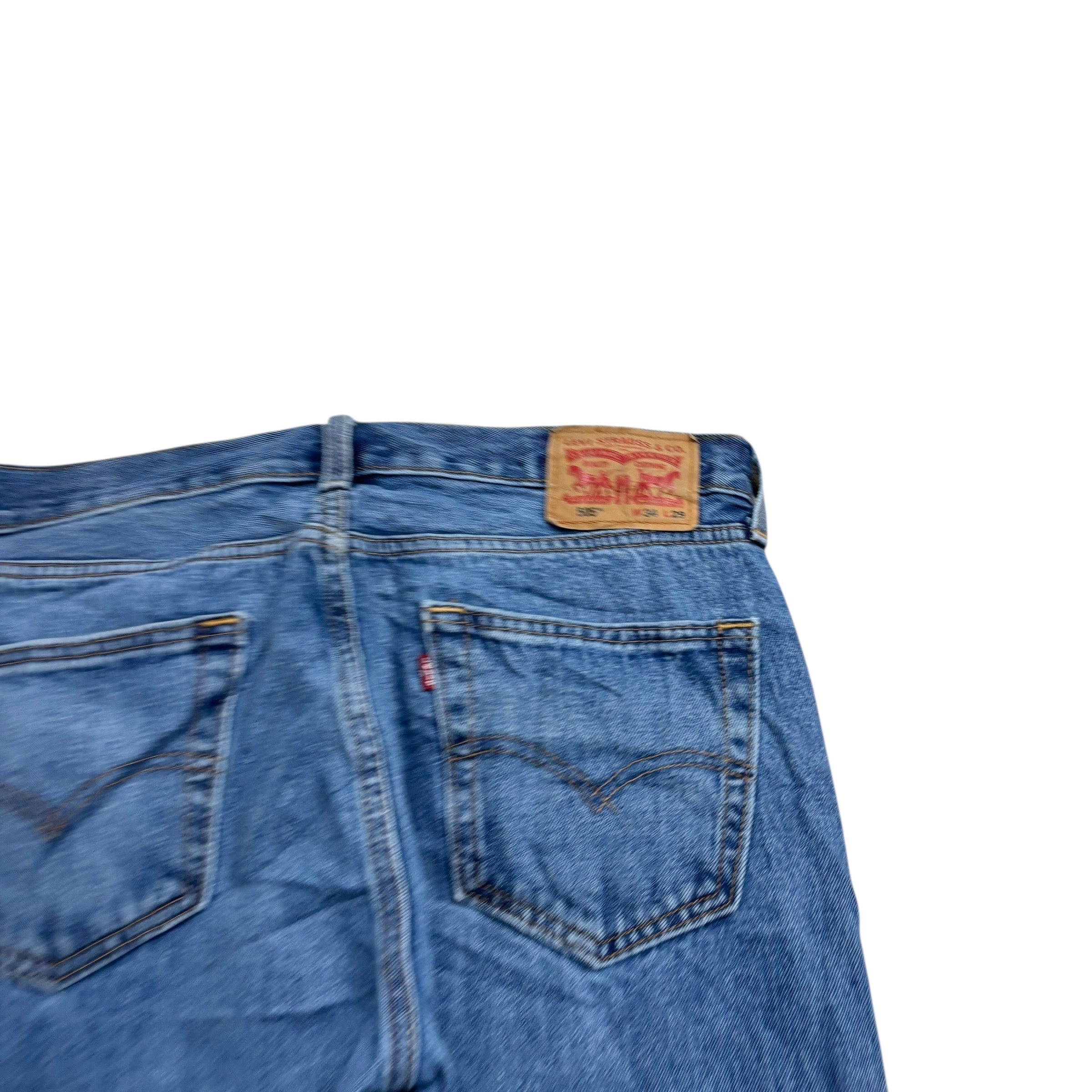 Levis 505 Jeans W34 L29 Mens Mid Blue Regular Straight Fit Denim (E)