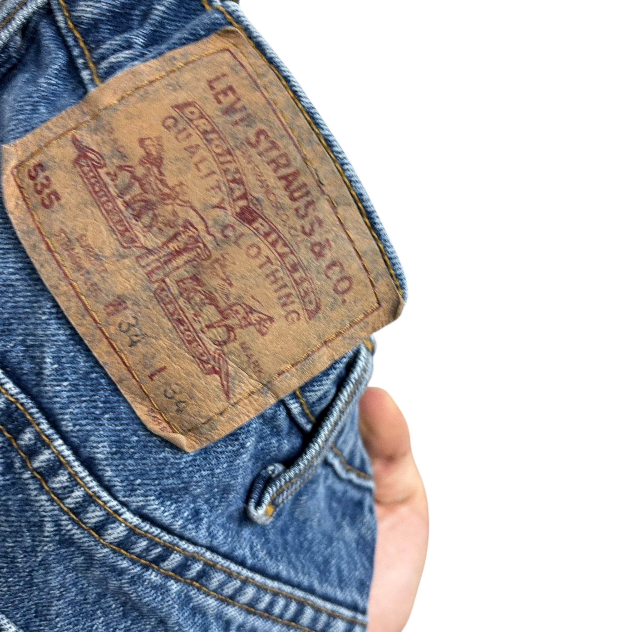 Levis 535 Jeans W33 L34 Mens Mid Blue Relaxed Straight Fit Vintage Denim