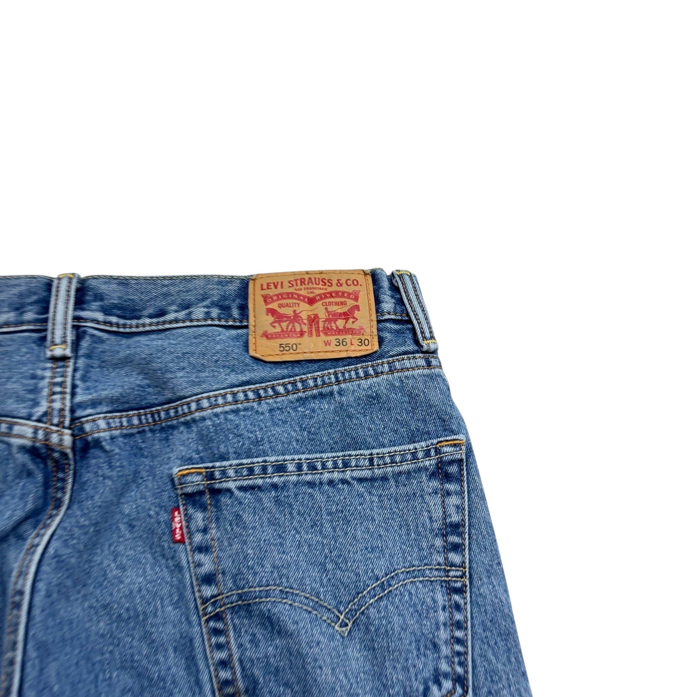 Levis 550 Jeans W36 L30 Mens Mid Blue Baggy Relaxed Straight Fit Denim (E)