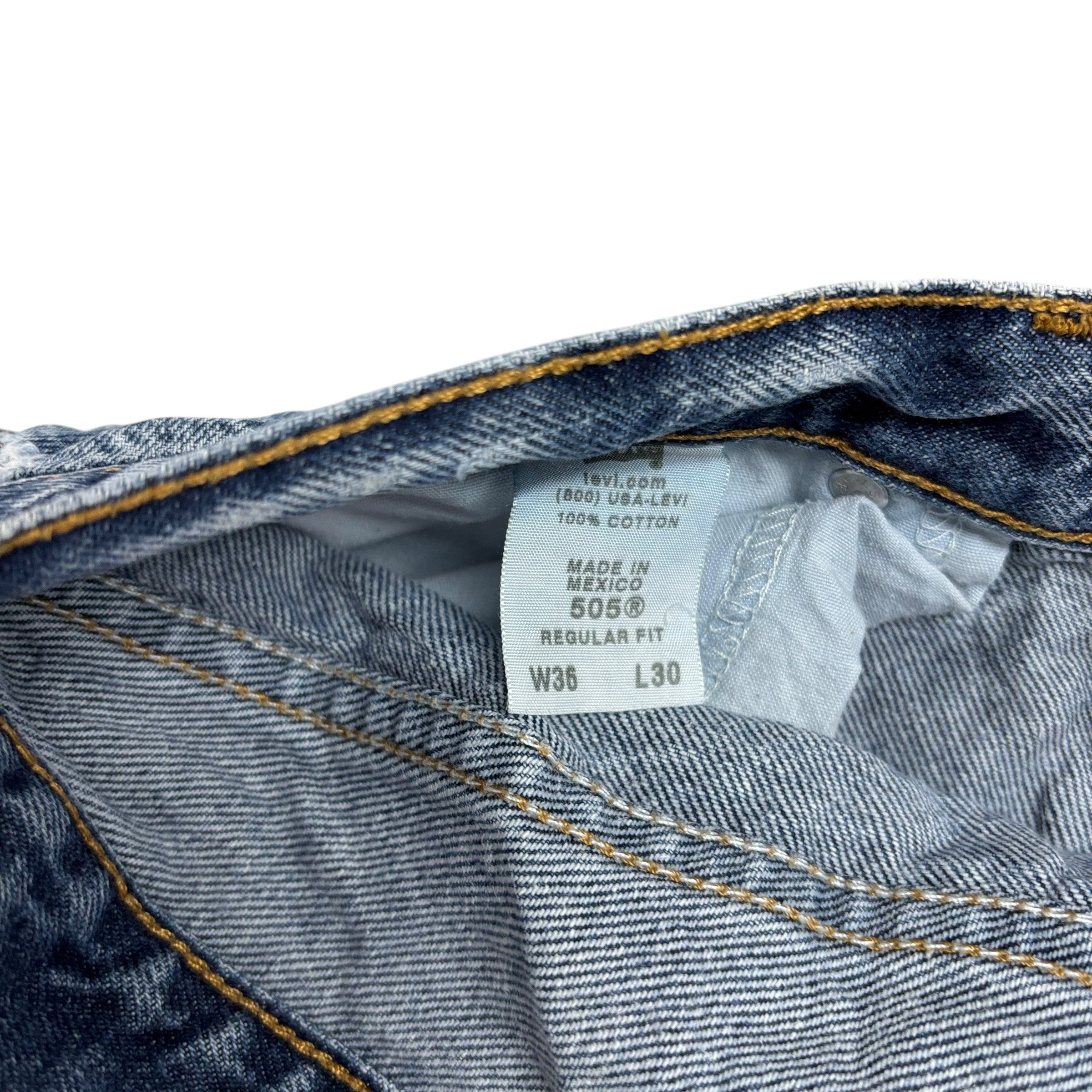 Levis 505 Jeans W36 L30 Mens Mid Blue Regular Straight Fit Vintage Denim