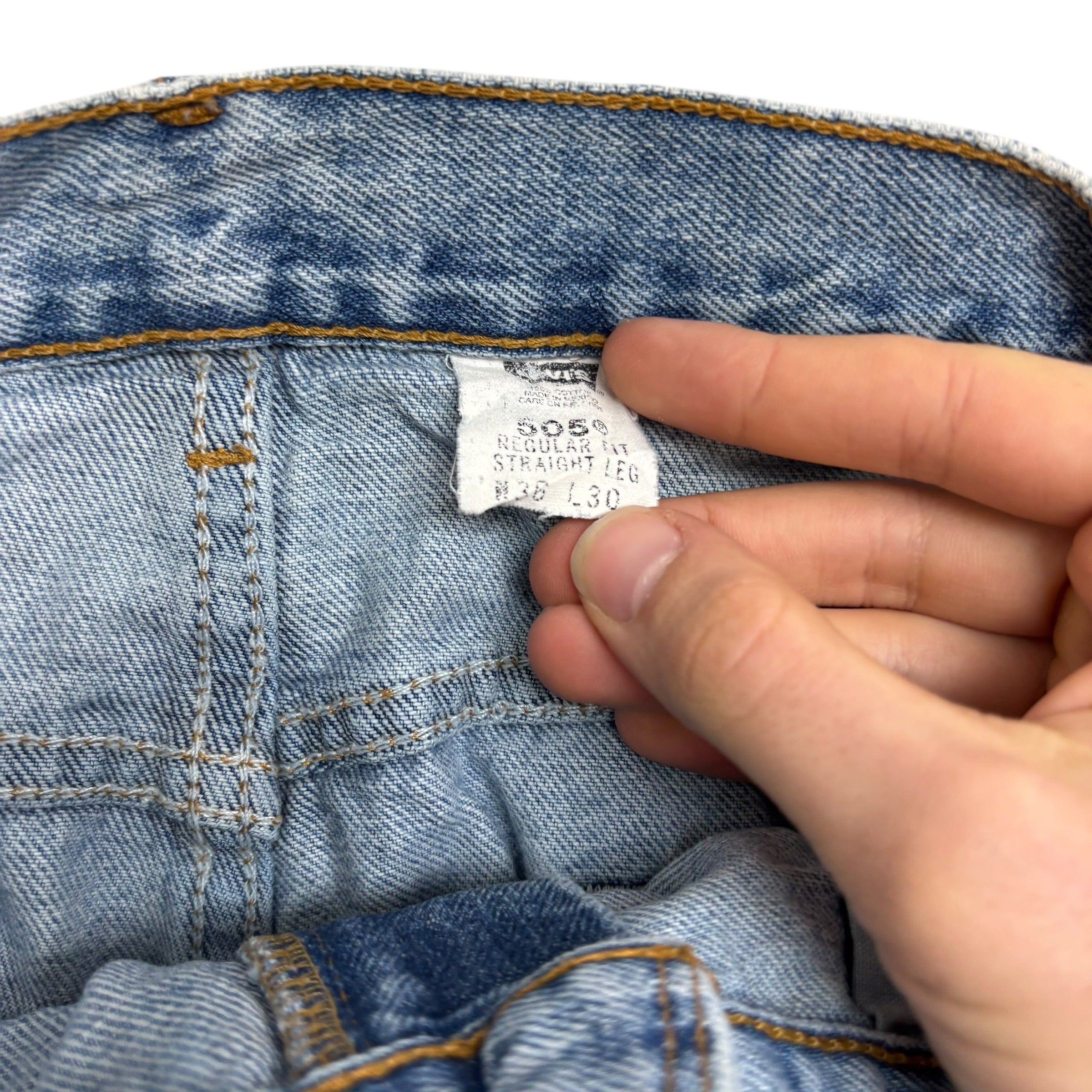 Levis 505 Jeans W36 L30 Mens Light Blue Regular Straight Fit Vintage Denim