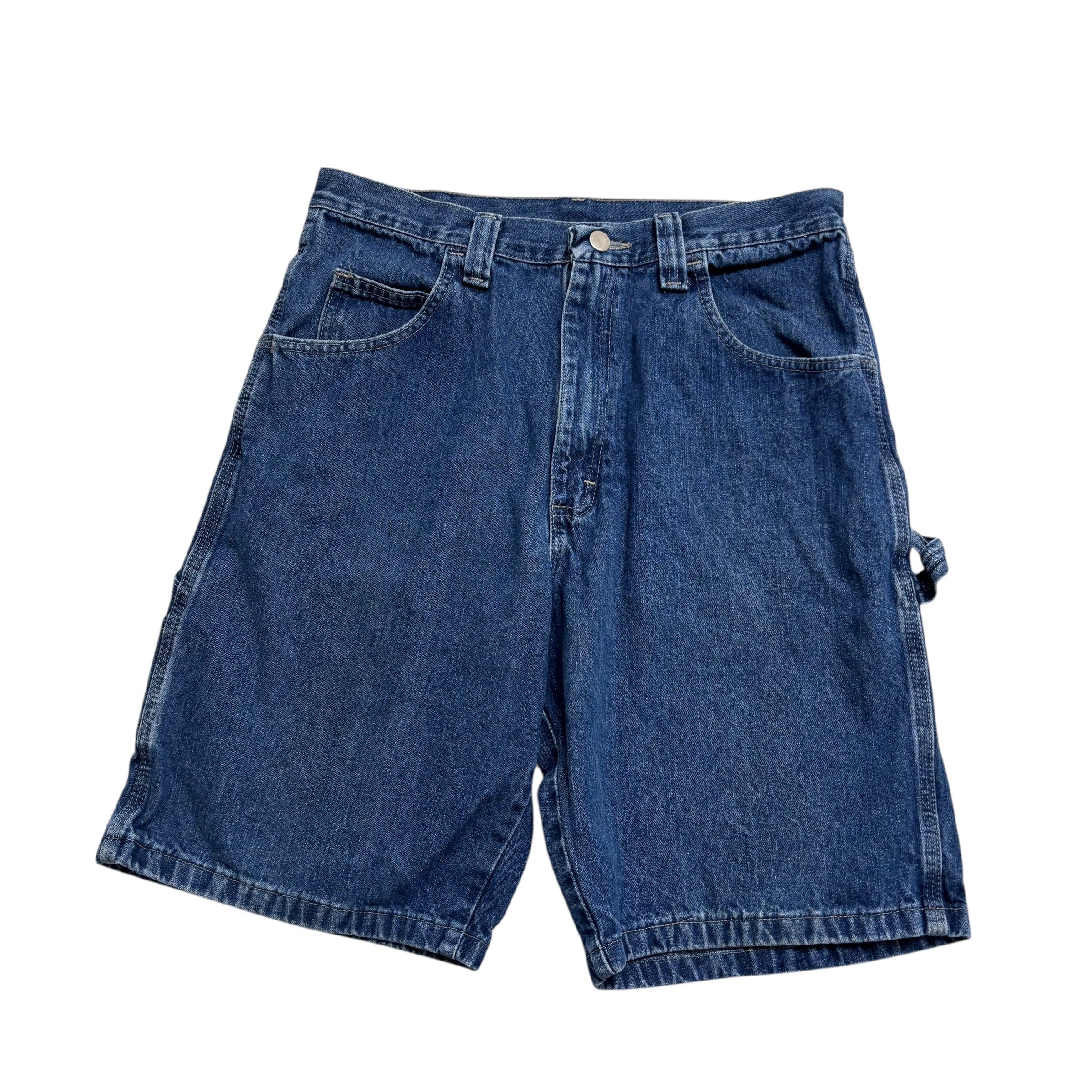 Vintage Wrangler Baggy Jorts W30 Mens Mid Blue Denim Shorts Relaxed Carpenter