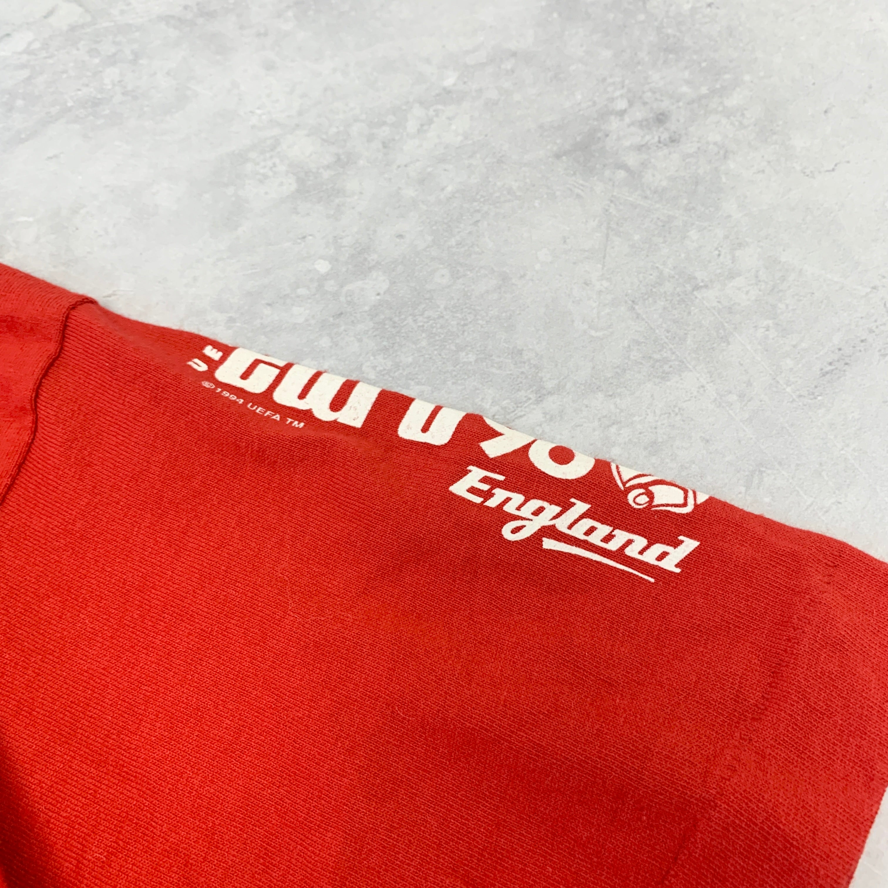 Vintage T Shirt Mens Large Red Single Stitch Graphic 90s Euros Football (E)