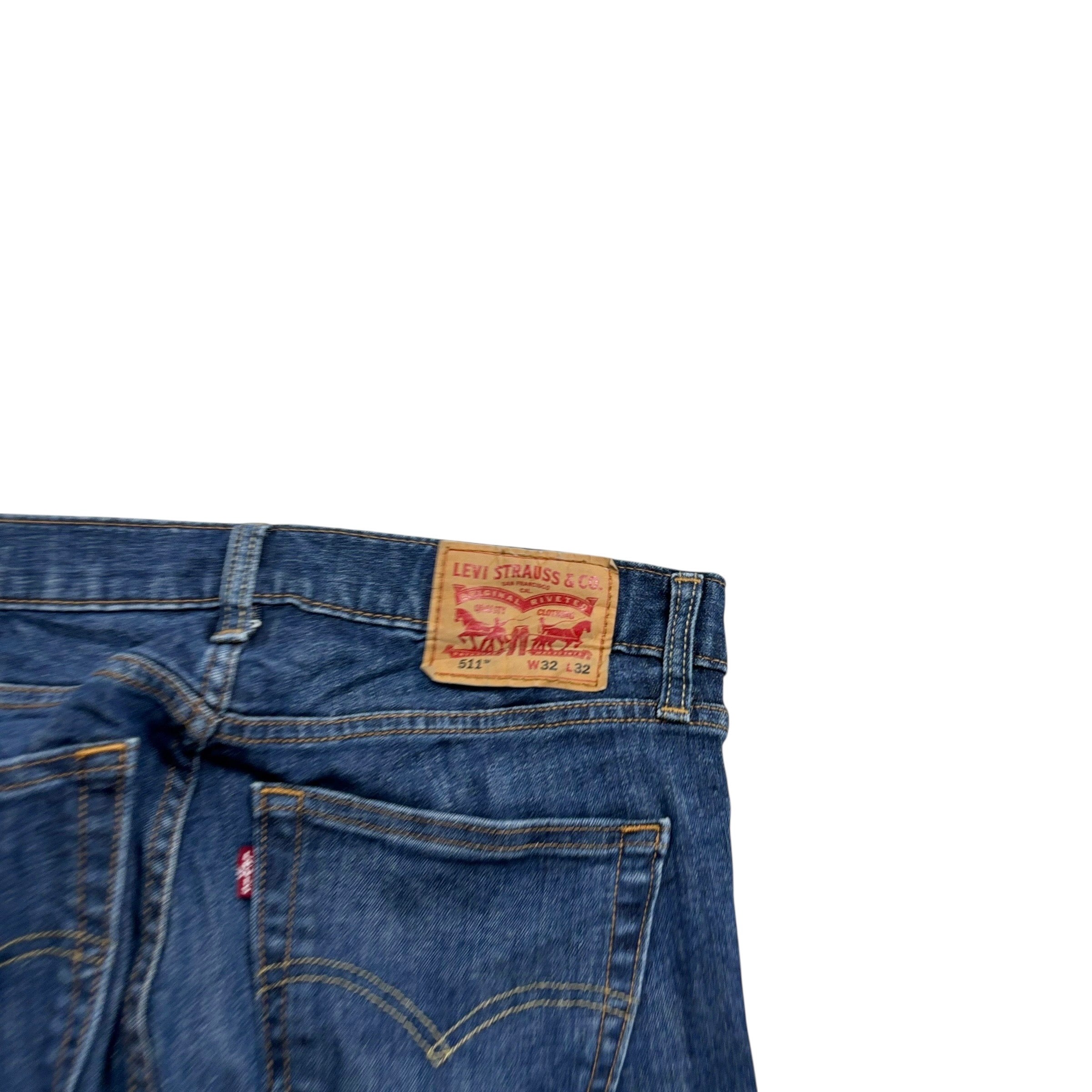 Levis 511 Jeans W32 L32 Mens Dark Blue Slim Fit Stretch Denim (E)