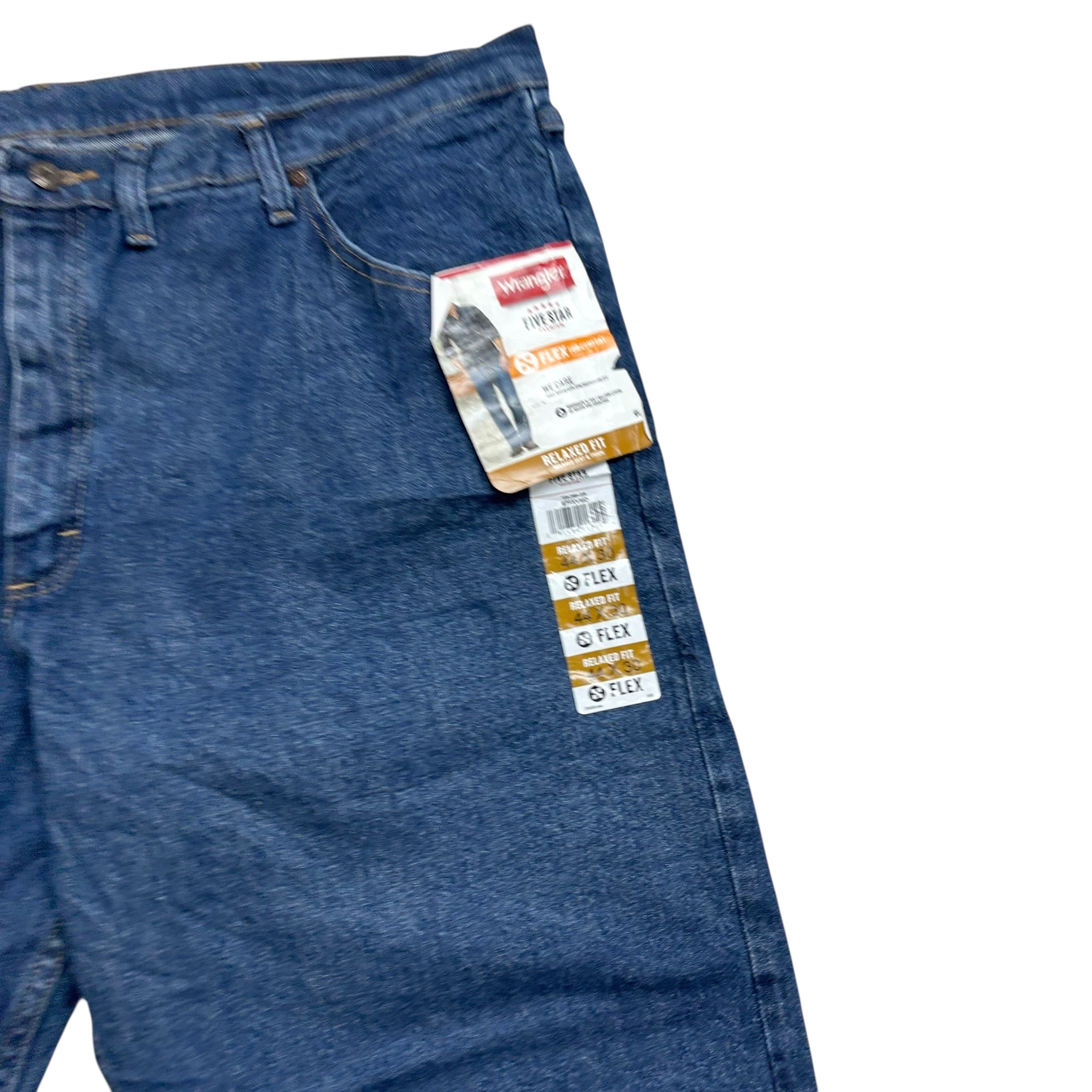 Wrangler Jeans W44 L30 Mens Mid Blue Relaxed Straight Fit Stretch Denim (E)