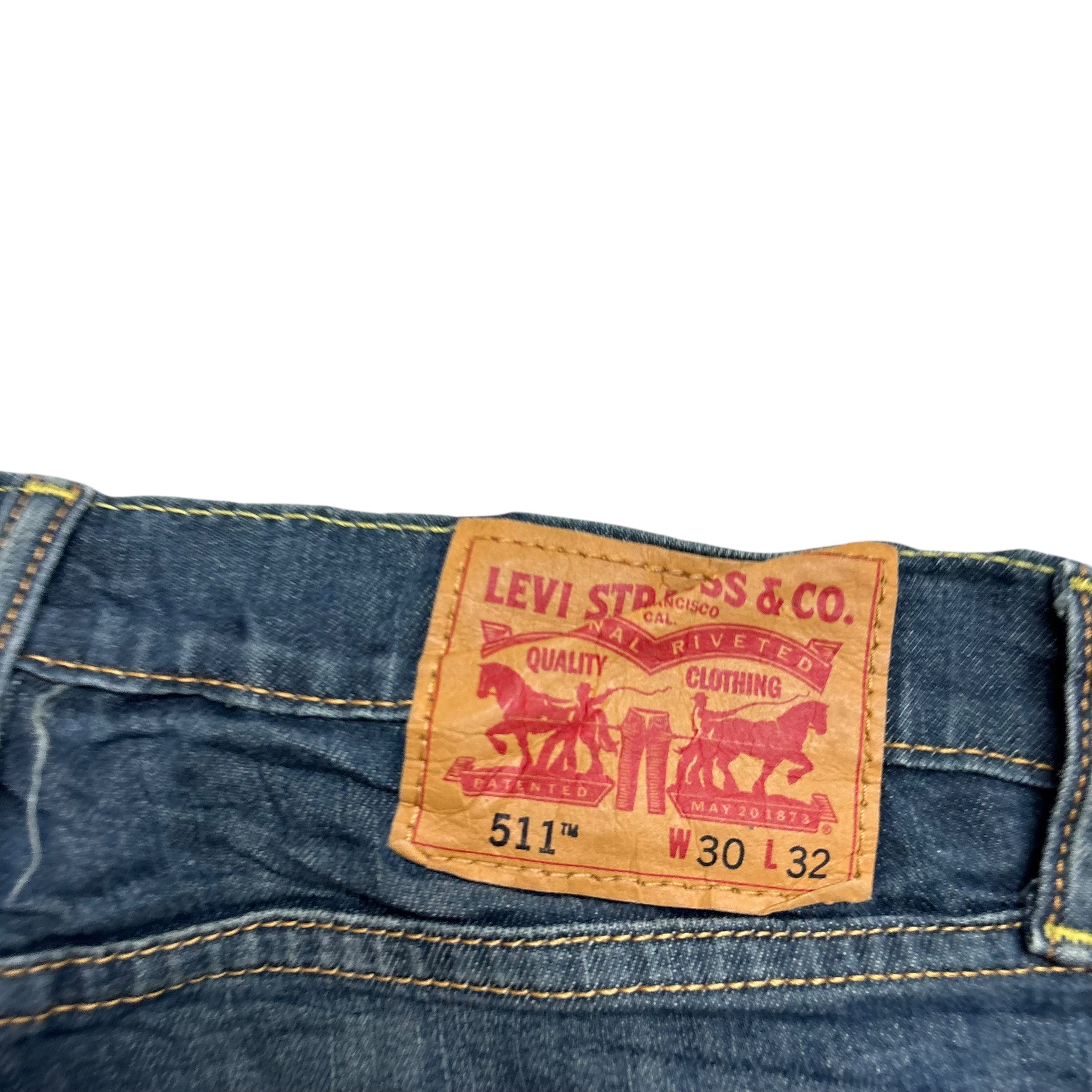 Levis 511 Jeans W30 L32 Mens Dark Blue Slim Fit Stretch Denim (E)