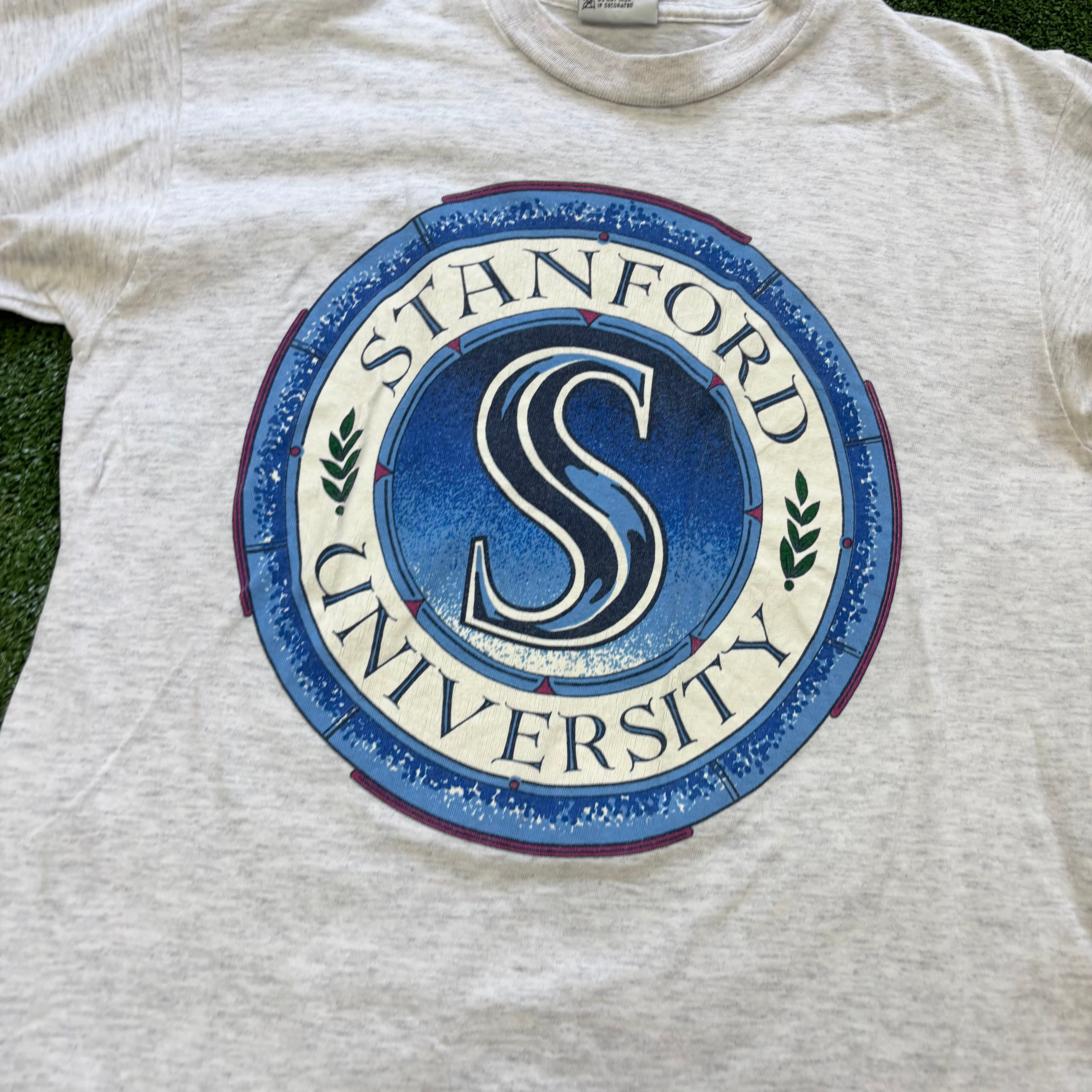 Vintage T Shirt Mens Small Grey Single Stitch Graphic Print 90s College