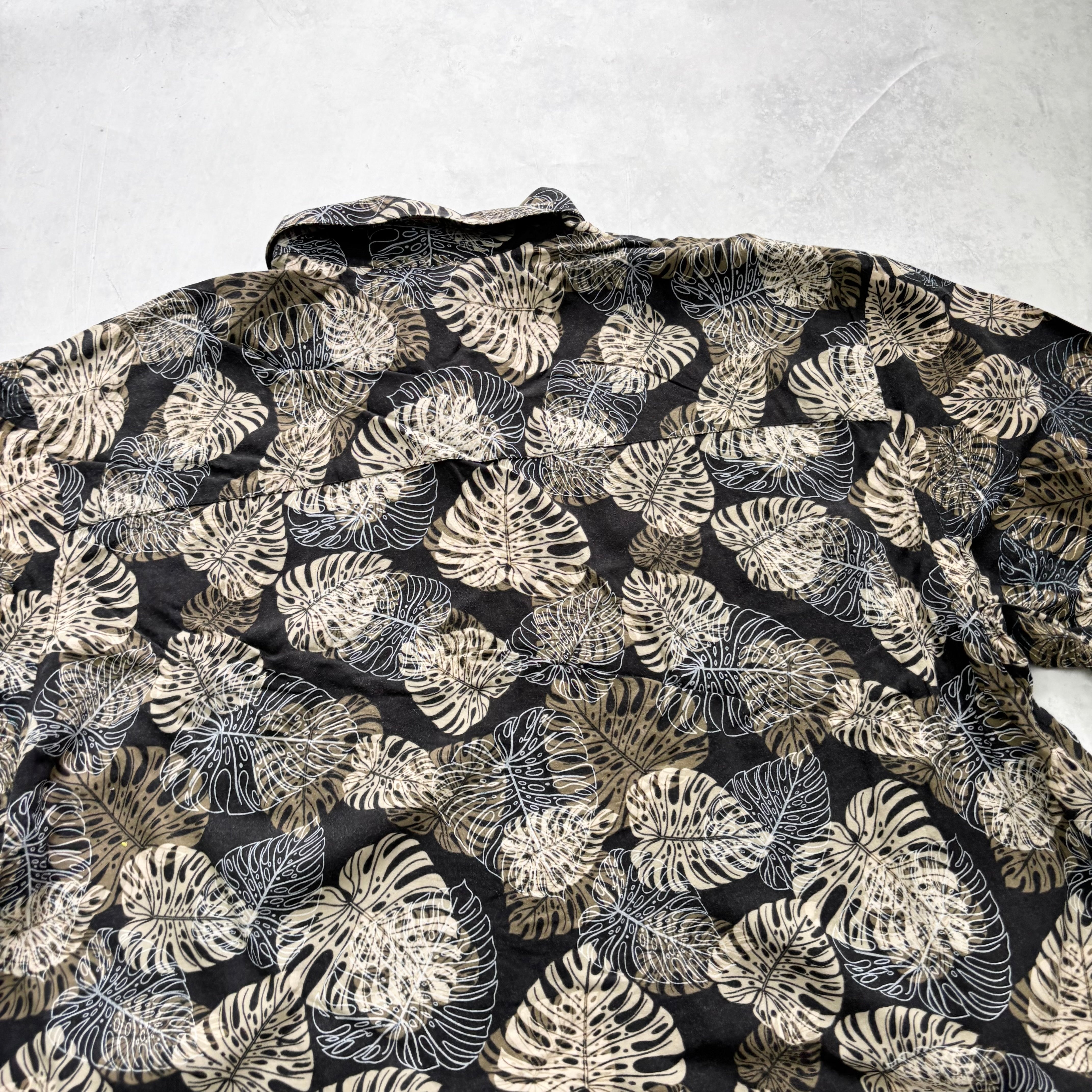 Vintage Hawaiian Shirt Mens XXL Black Floral Aloha Short Sleeve Rayon