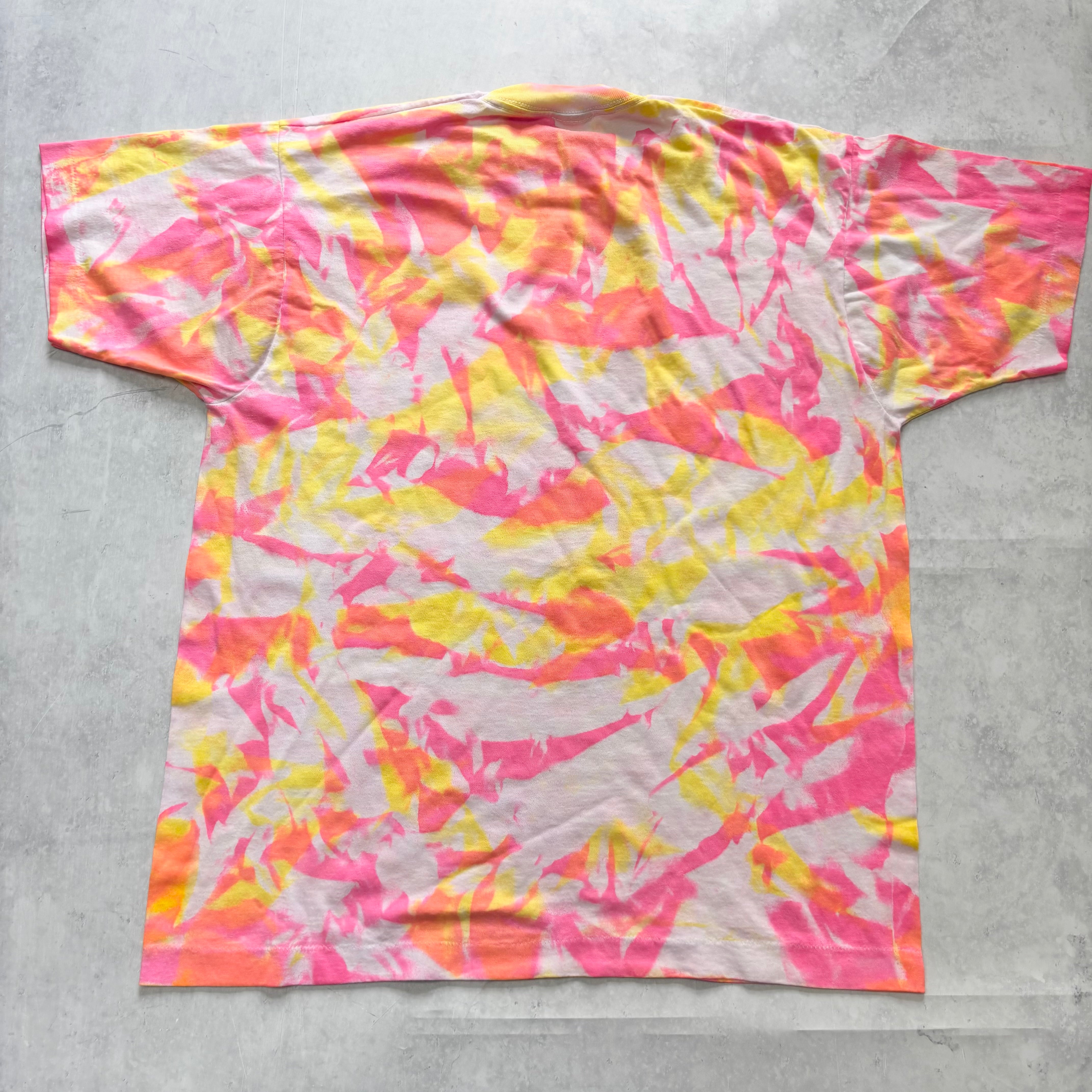 Vintage T Shirt Mens Medium Tie Die Pink Single Stitch 90s USA (E)