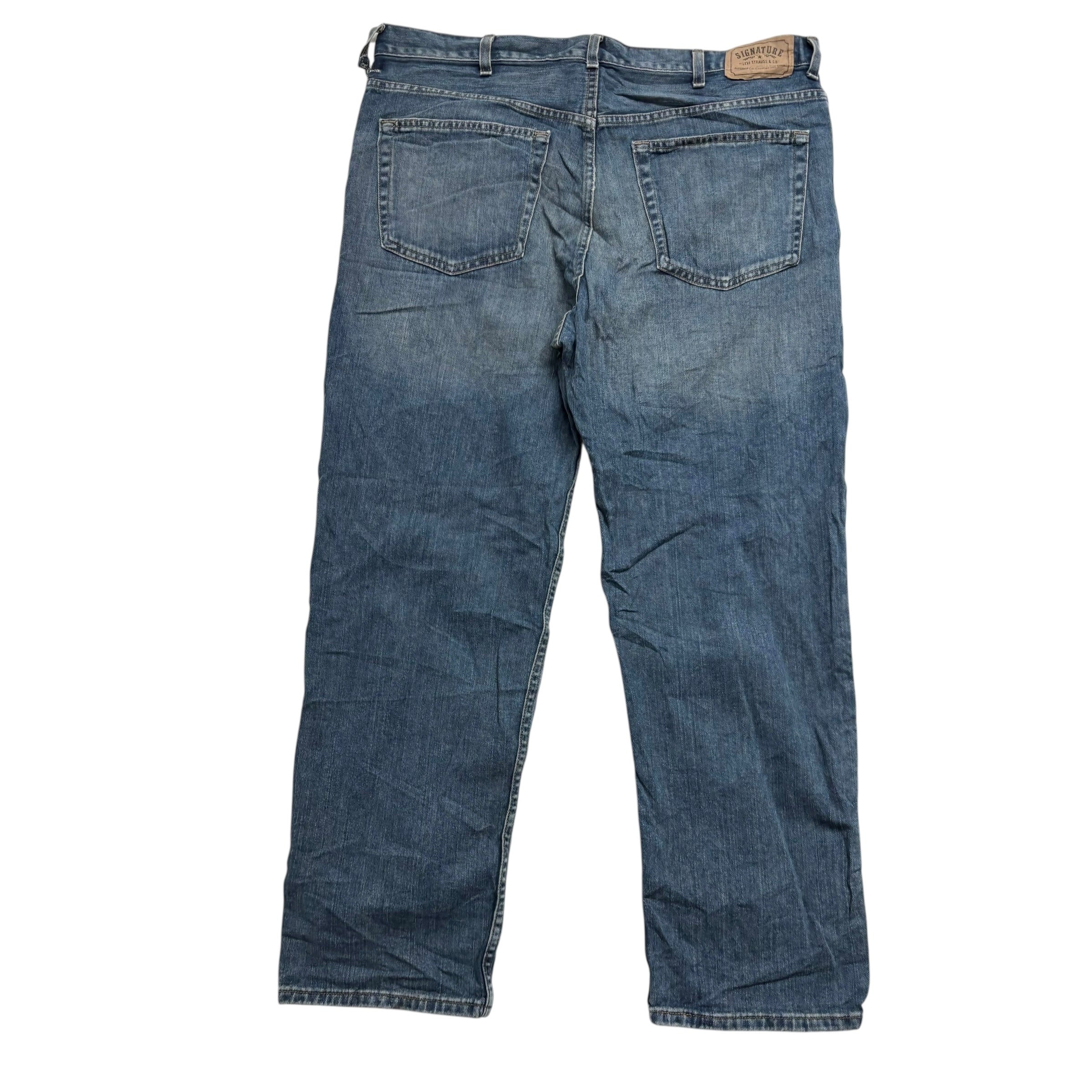 Levis Signature Jeans W40 L30 Mens Mid Blue Relaxed Straight Vintage Denim (E)