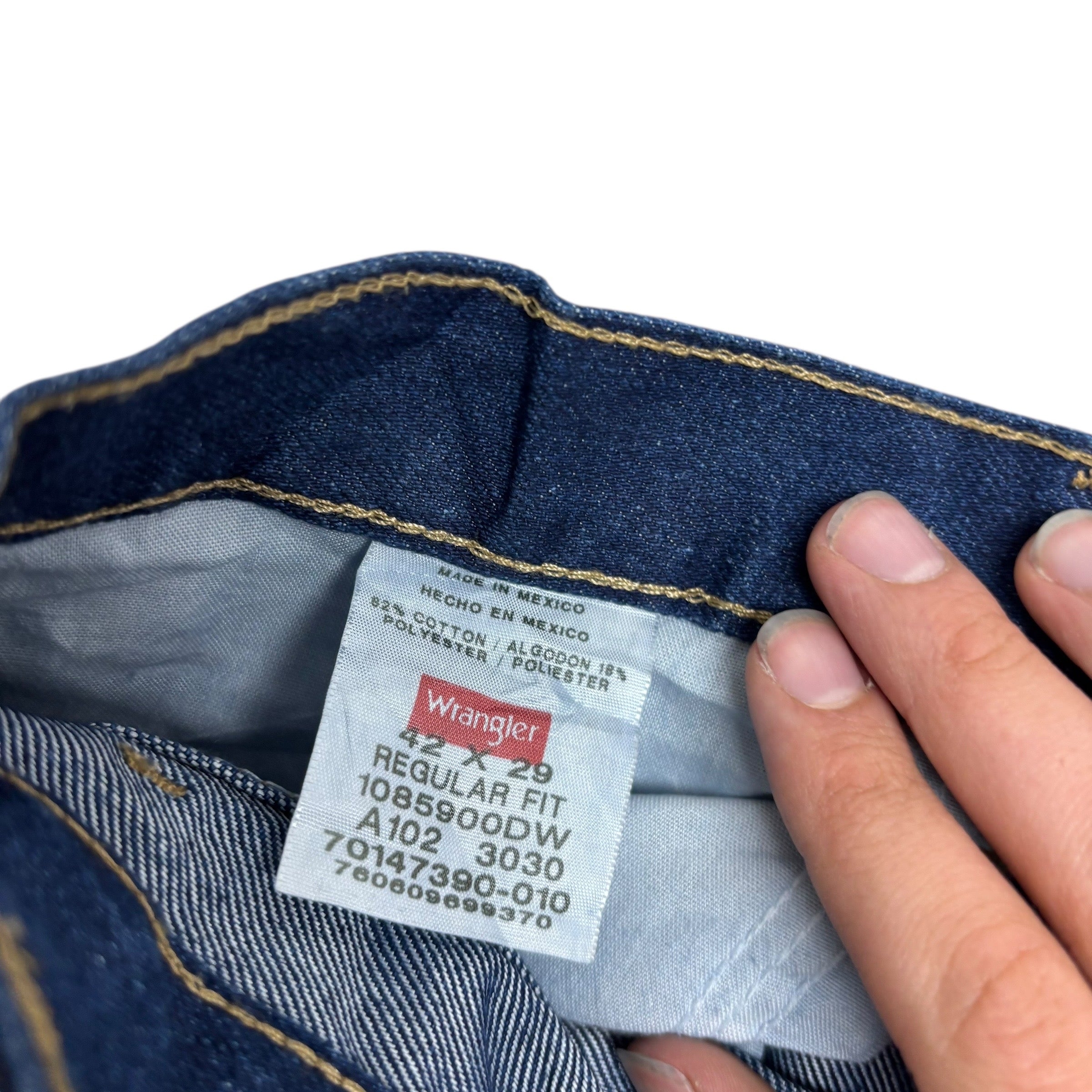 Wrangler Jeans W42 L29 Mens Dark Blue Regular Straight Fit Denim (E)