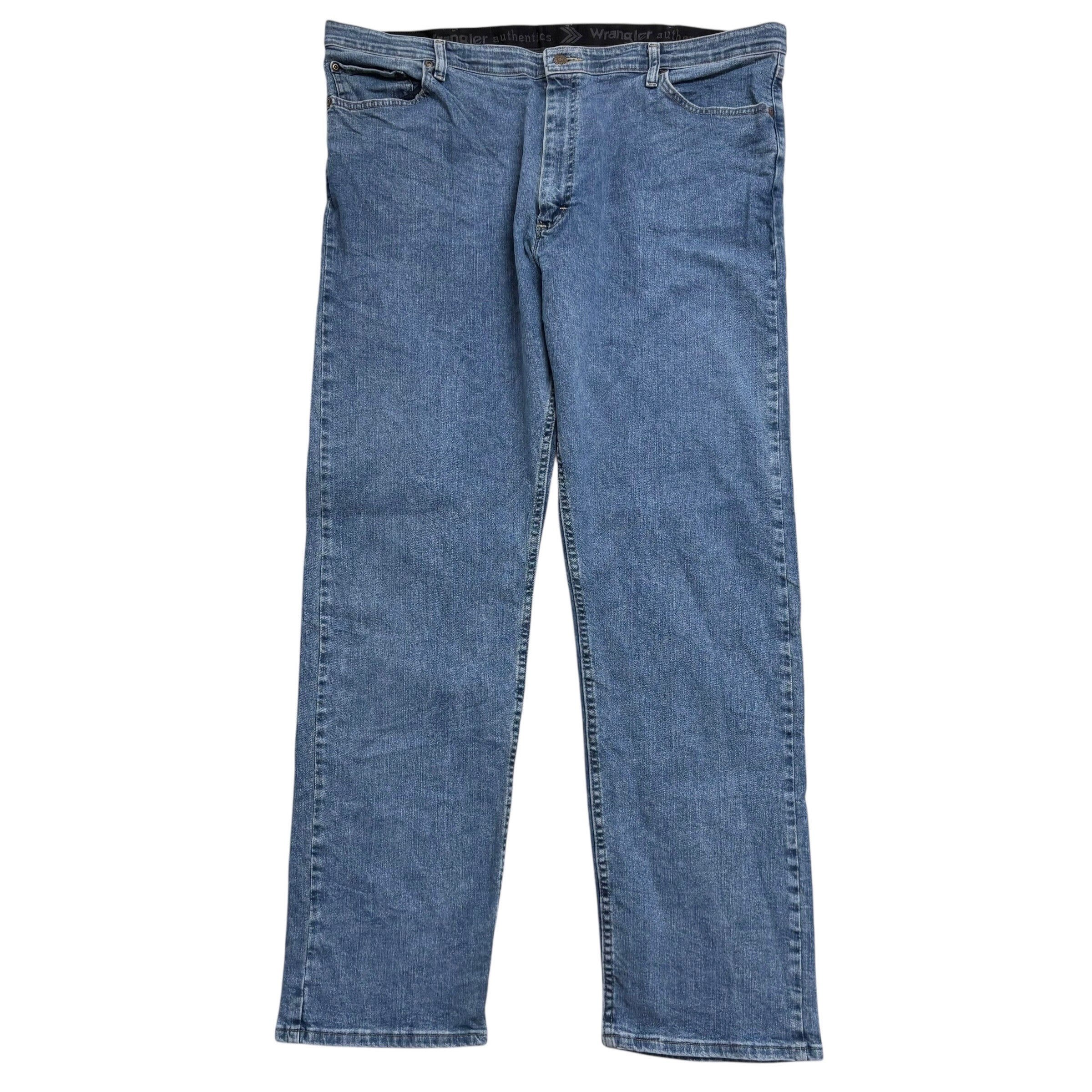 Wrangler Jeans W42 L34 Mens Mid Blue Regular Straight Fit Stretch Denim (E)