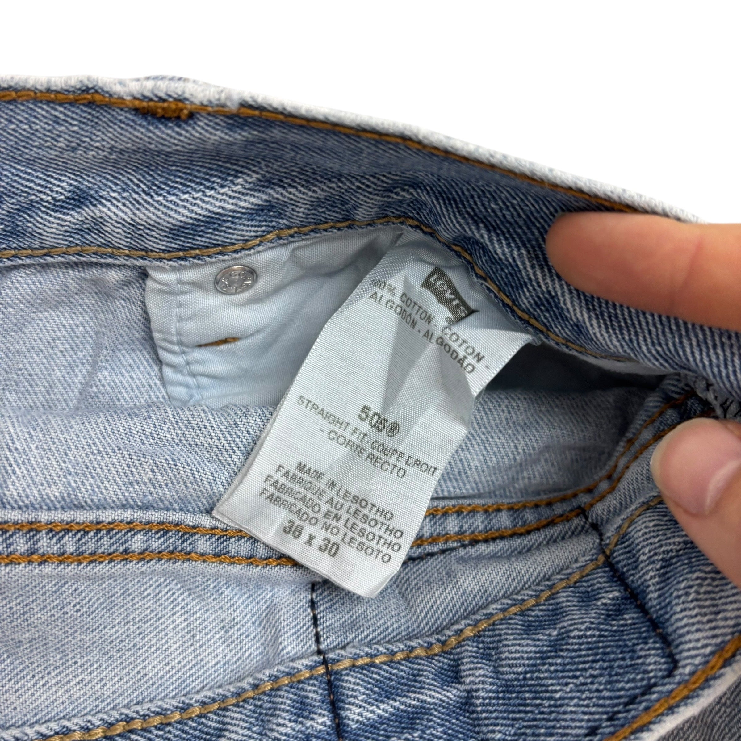 Levis 505 Jeans W36 L30 Mens Light Blue Regular Straight Fit Vintage Denim (E)