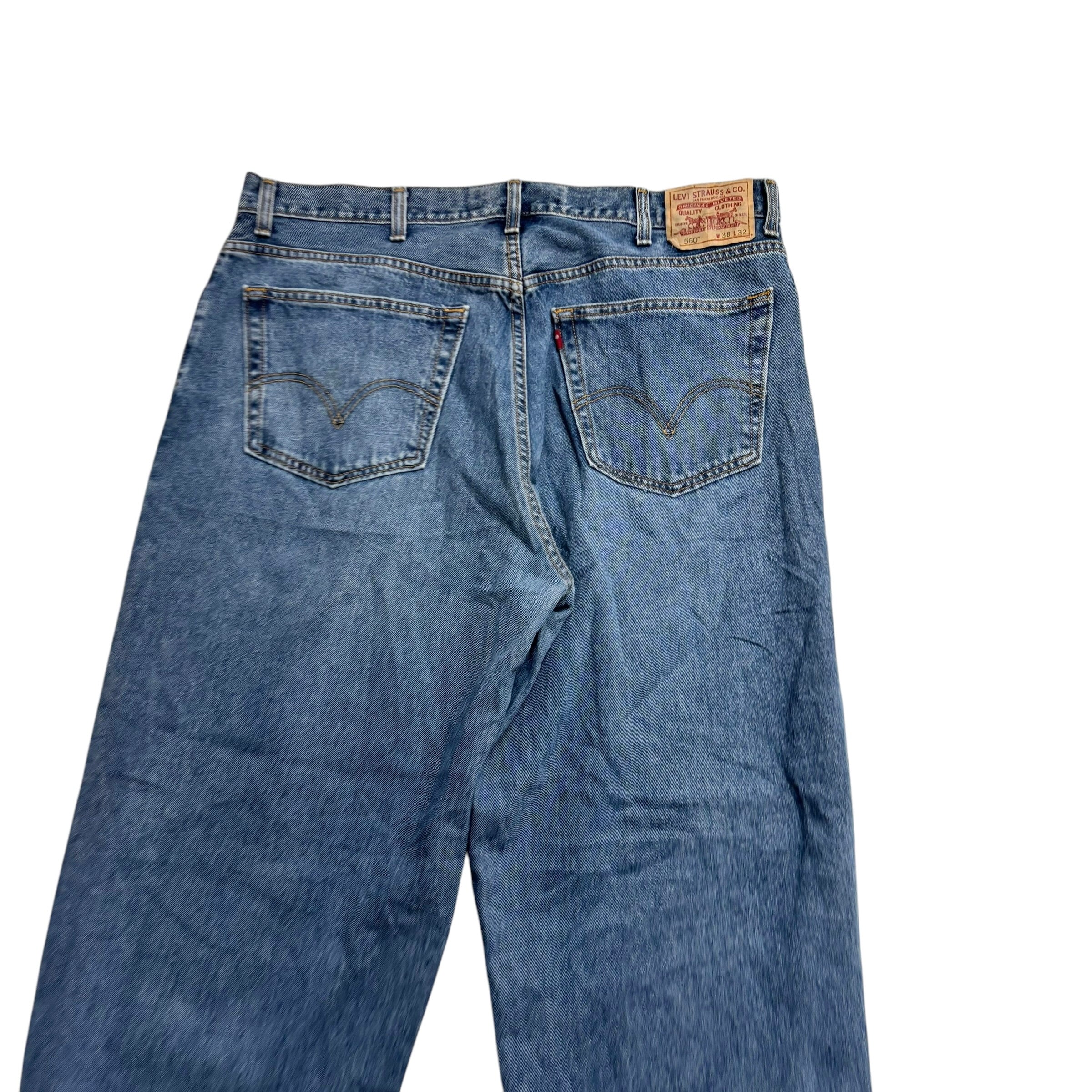 Levis 560 Jeans W38 L32 Mens Mid Blue Baggy Relaxed Comfort Vintage Denim (E)