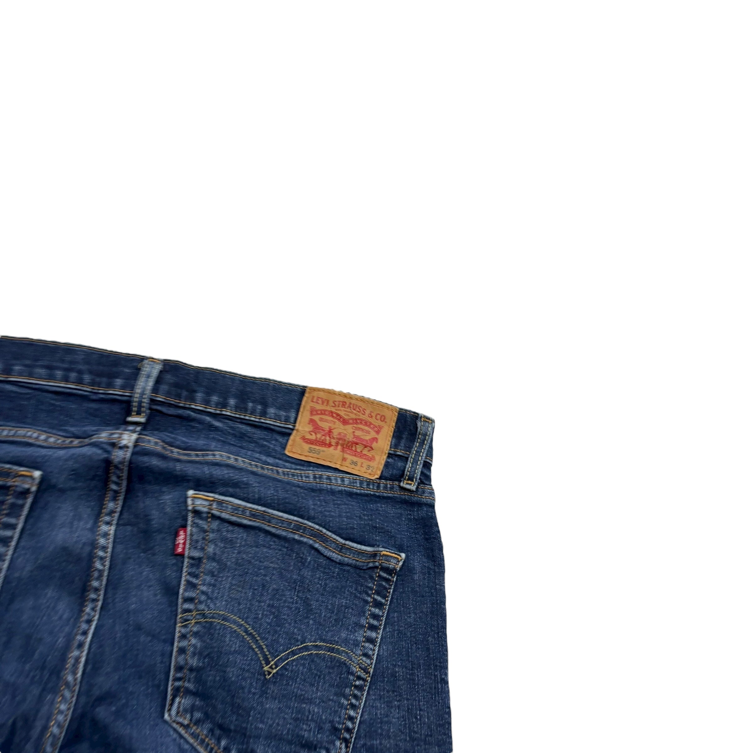 Levis 559 Jeans W36 L32 Mens Dark Blue Regular Straight Fit Stretch Denim (F)