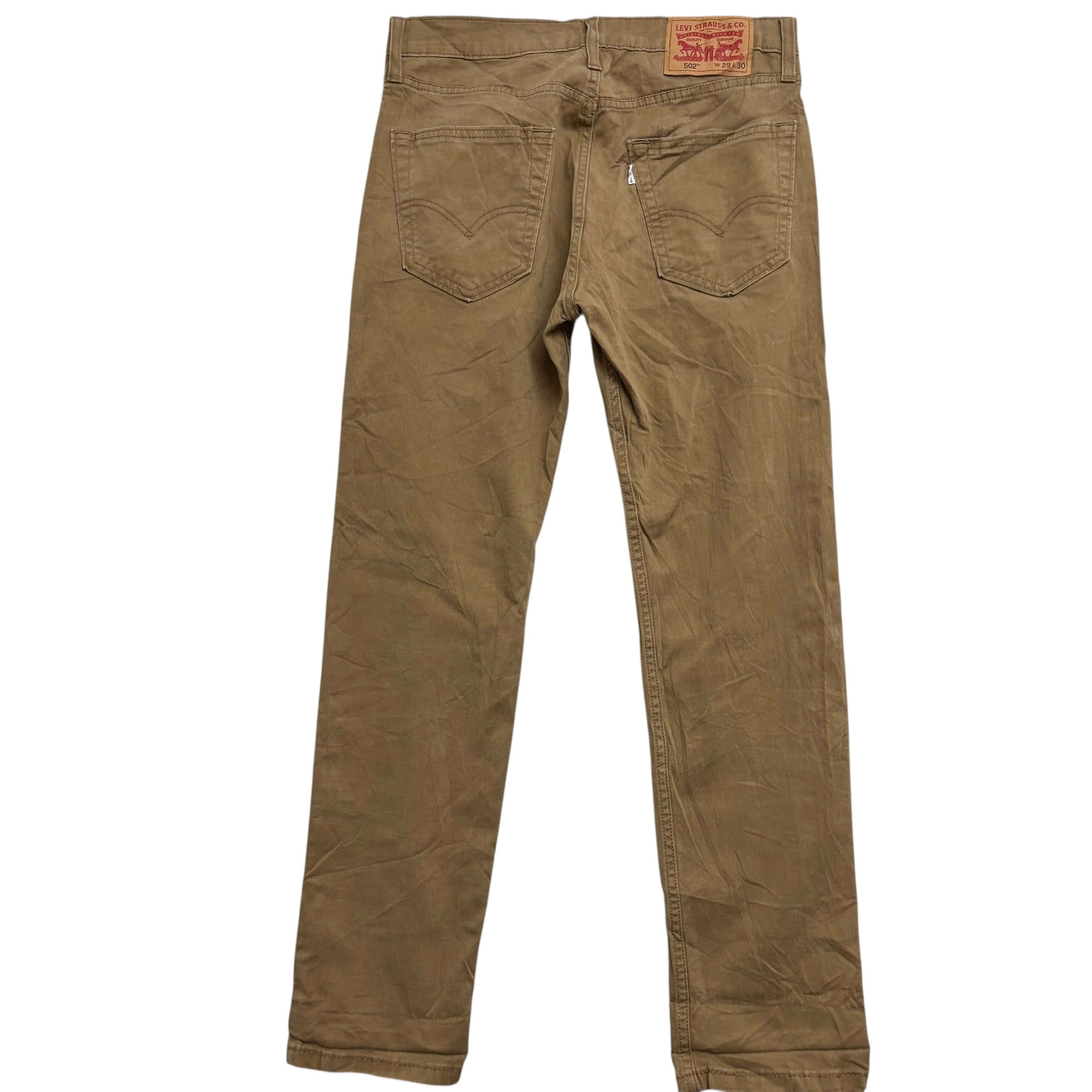 Levis 502 Trousers W29 L29 Mens Tan Regular Tapered Fit Stretch Pants