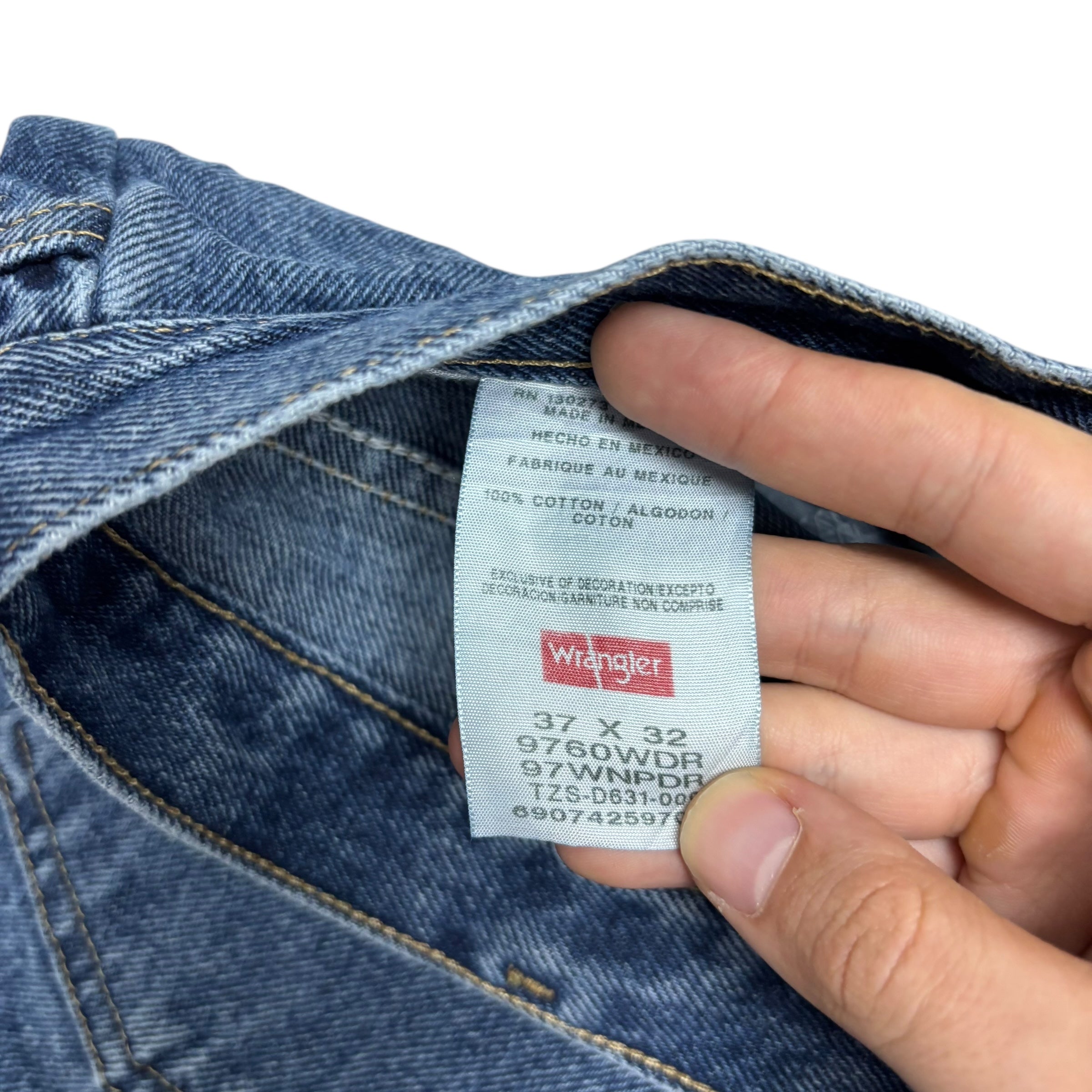 Wrangler Jeans W37 L32 Mens Mid Blue Baggy Relaxed Straight Fit Denim (E)