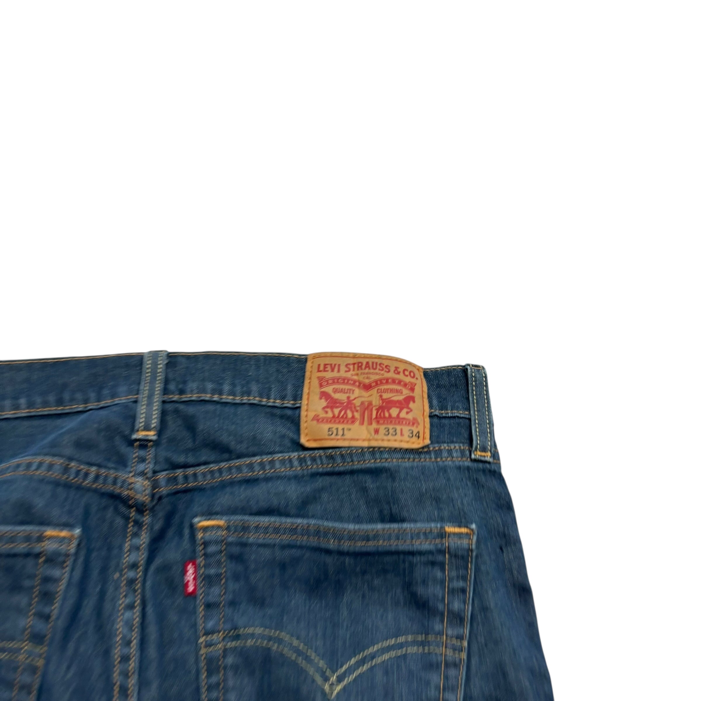 Levis 511 Jeans W33 L34 Mens Dark Blue Slim Fit Stretch Denim (E)