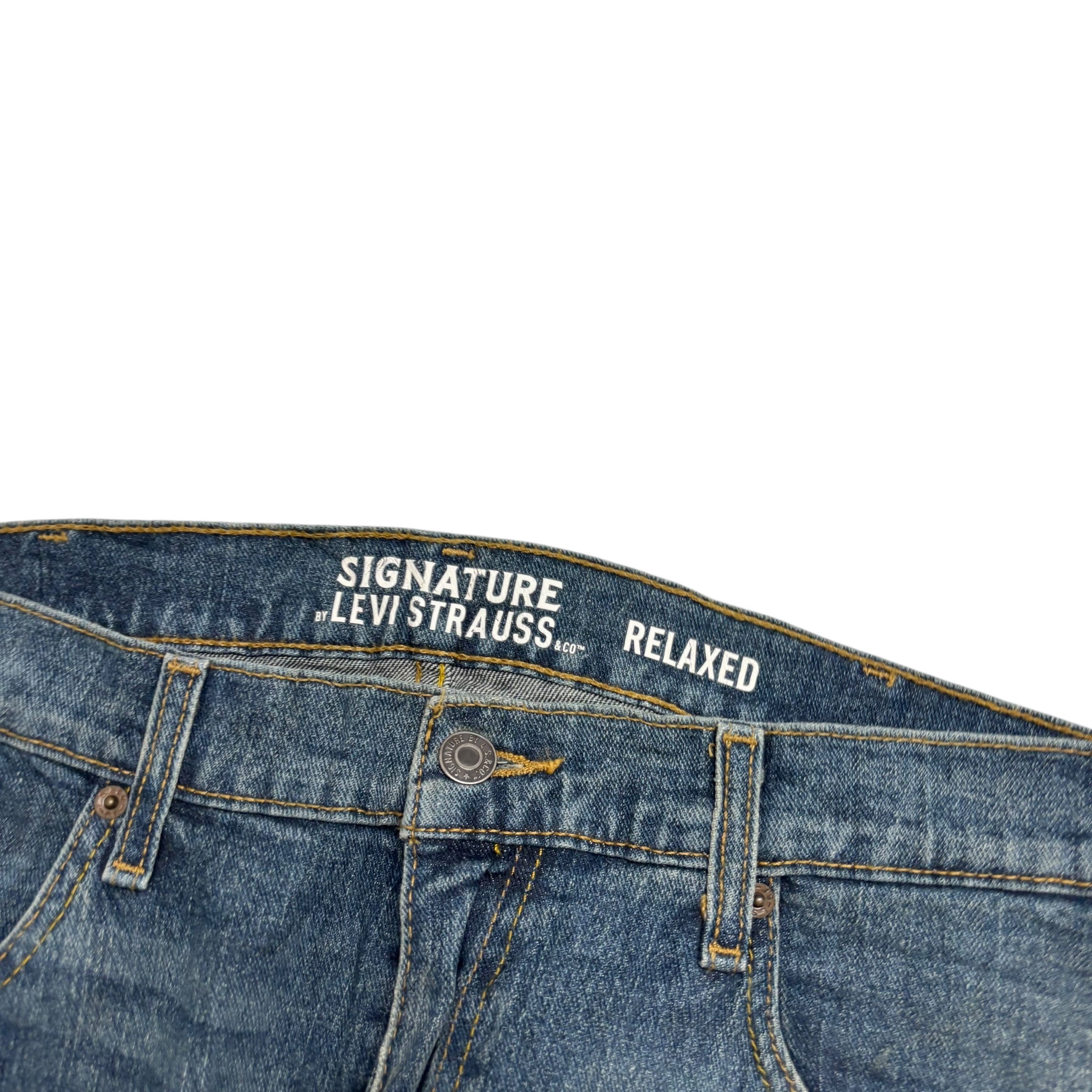 Levis Signature Jeans W38 L30 Mens Dark Blue Relaxed Straight Stretch Denim (E)