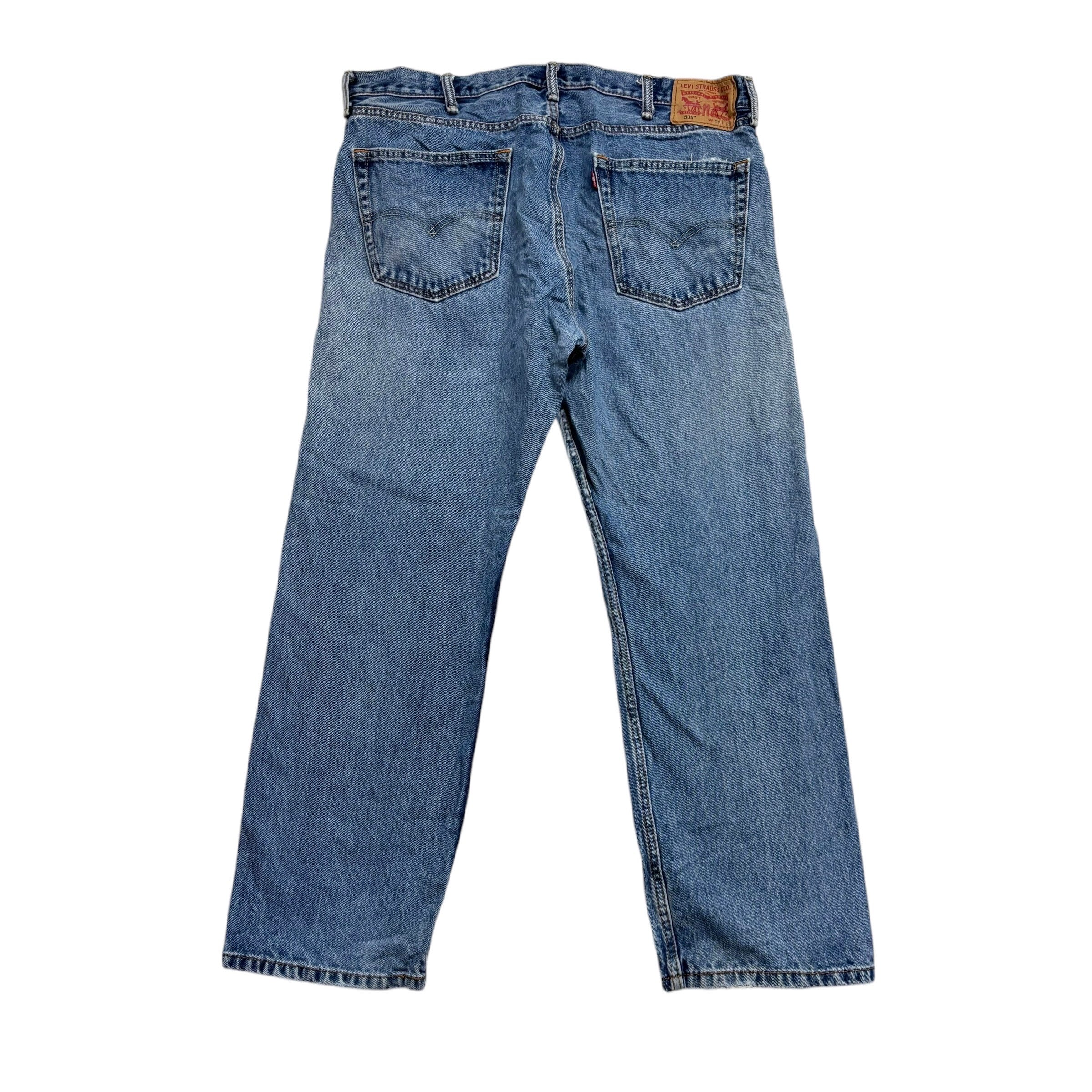 Levis 505 Jeans W38 L29 Mens Mid Blue Regular Straight Fit Denim