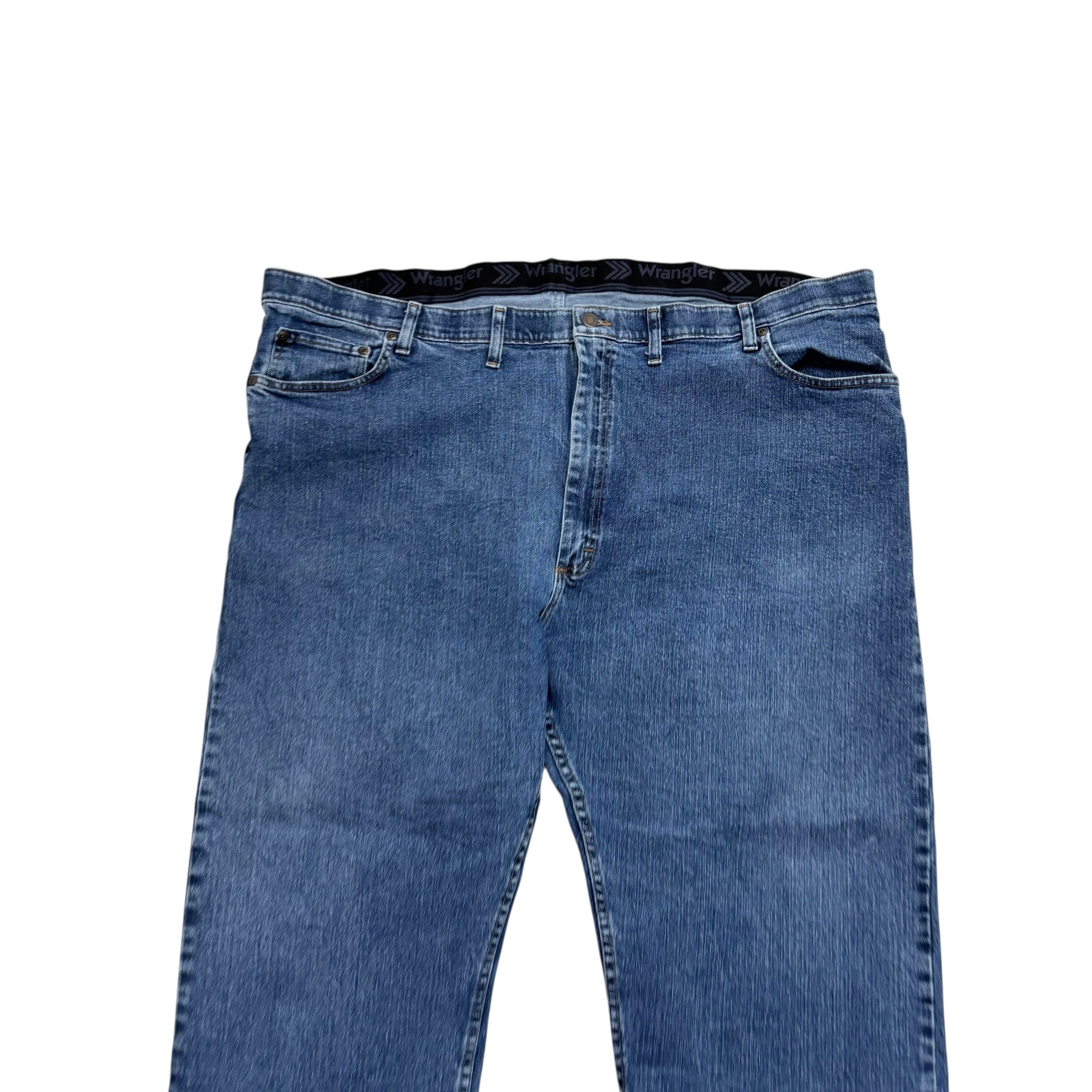 Wrangler Jeans W48 L30 Mens Mid Blue Regular Straight Fit Stretch Denim (E)