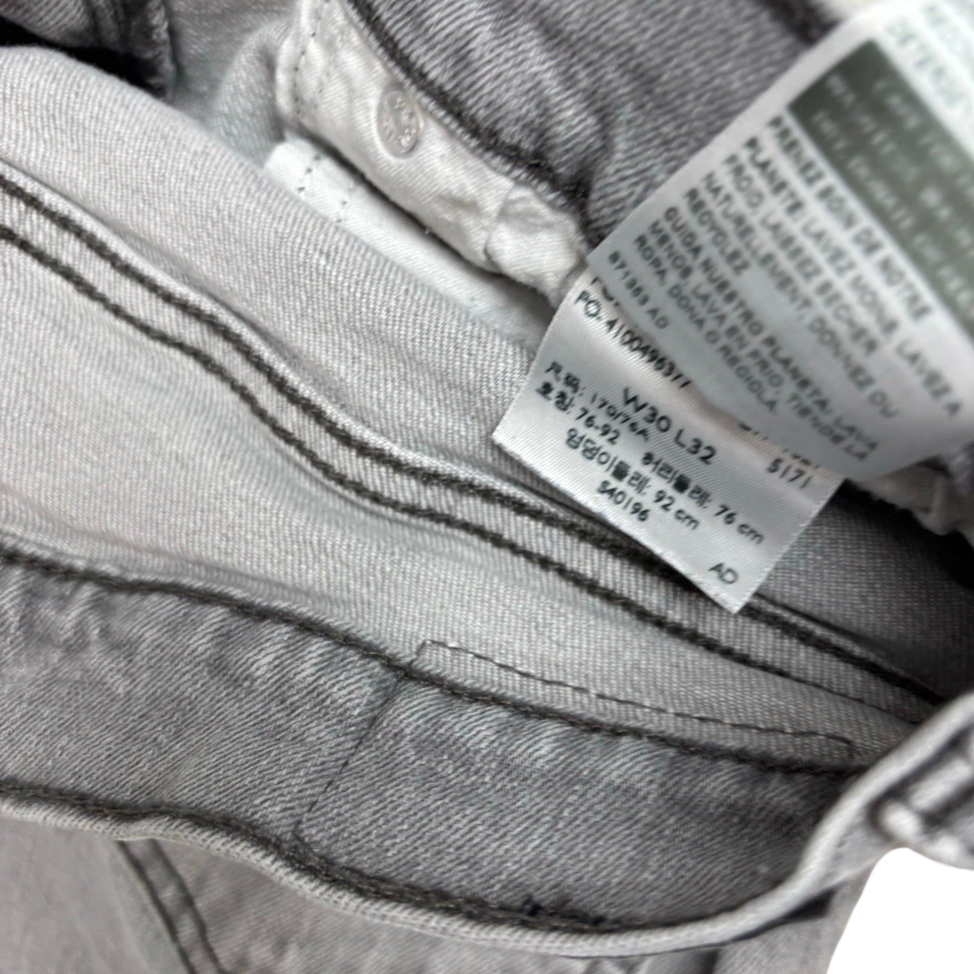 Levis Denizen Jeans W30 L32 Mens Grey Slim Fit Stretch Denim (F)