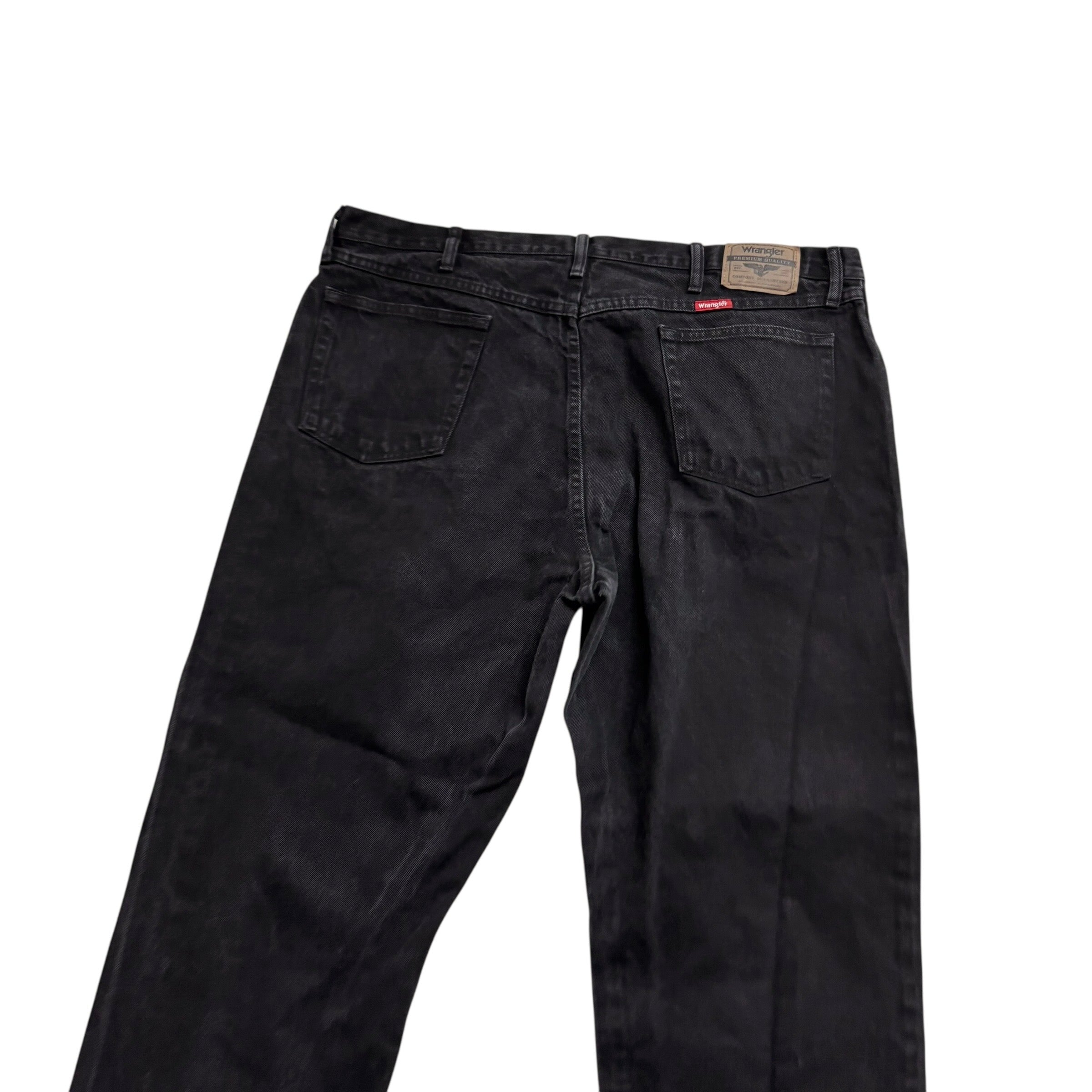 Wrangler Jeans W42 L30 Mens Black Relaxed Straight Fit Denim