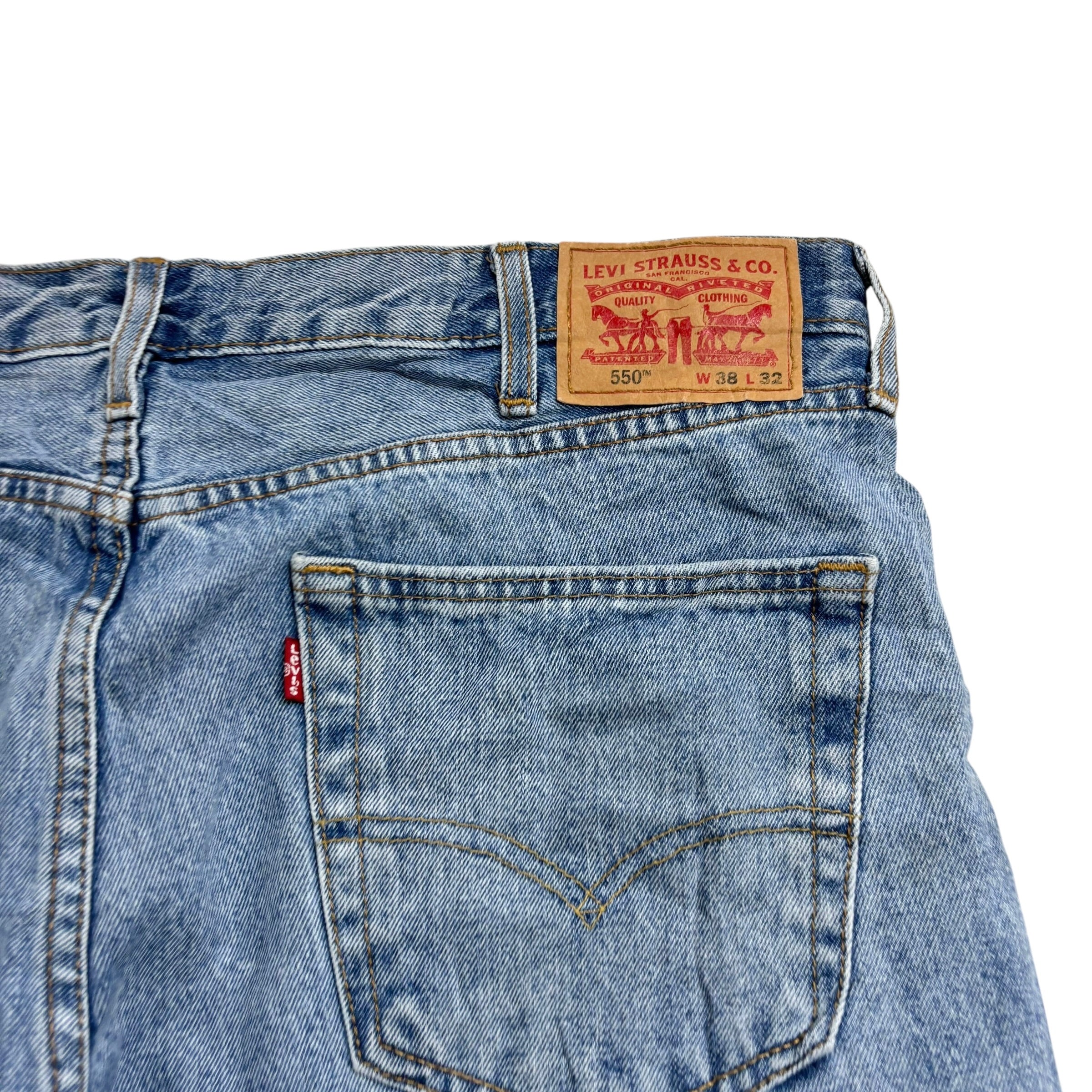 Levis 550 Jeans W38 L32 Mens Light Blue Baggy Relaxed Straight Fit Denim (E)