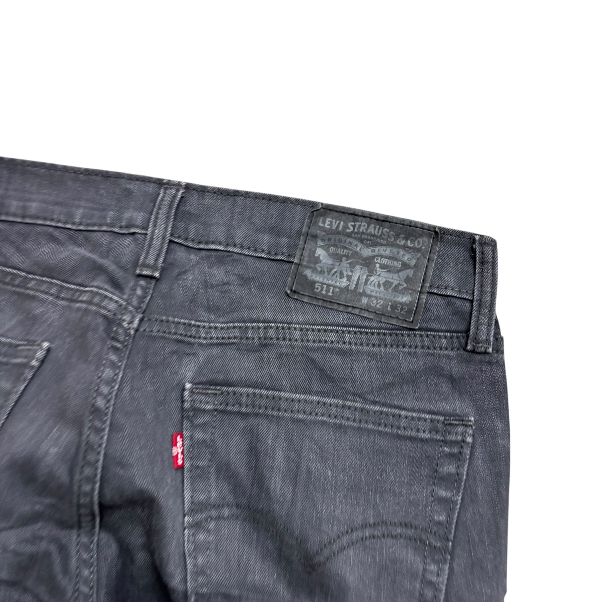 Levis 511 Jeans W32 L31 Mens Grey Slim Fit Stretch Denim (E)