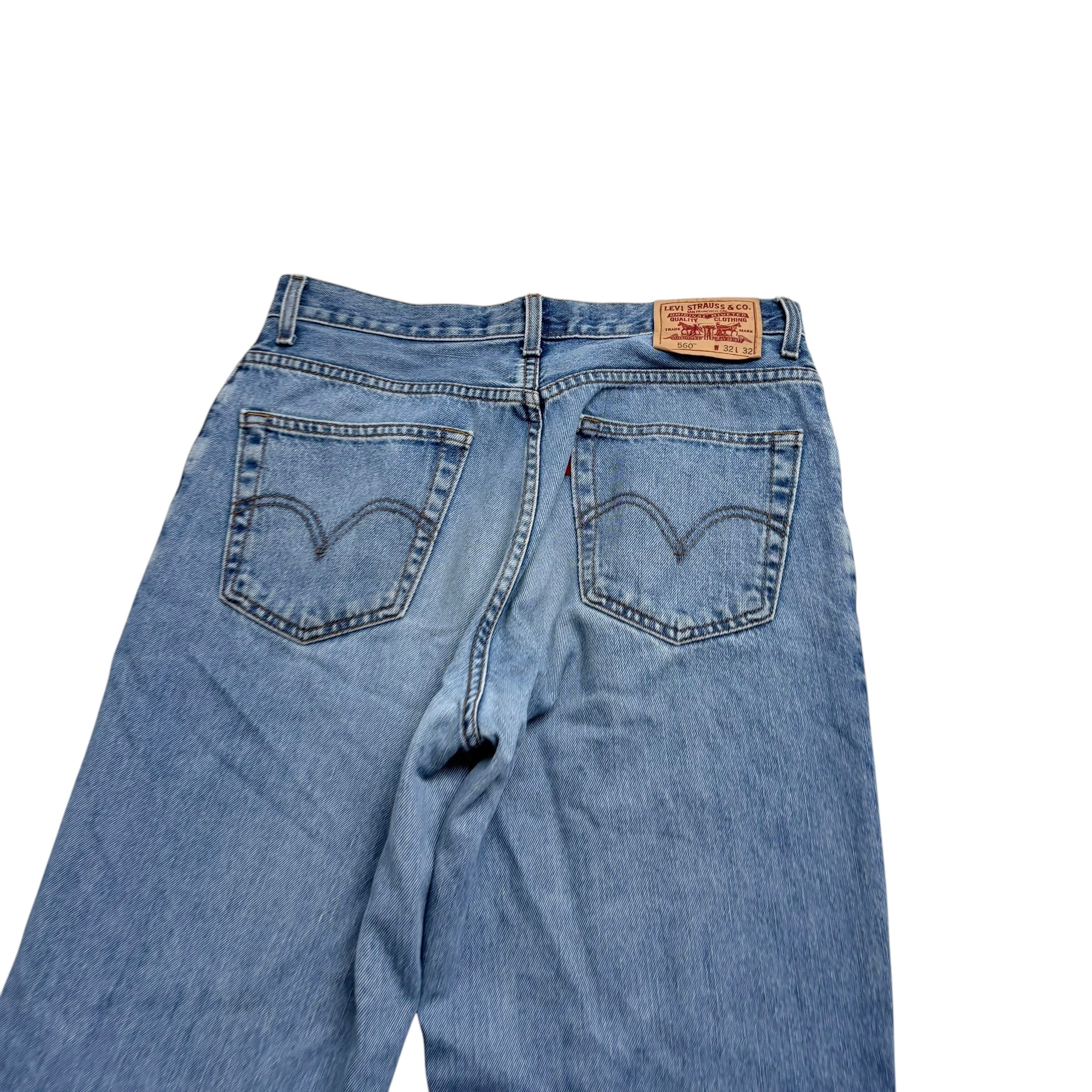 Levis 560 Jeans W32 L32 Mens Light Blue Baggy Relaxed Comfort Fit Vintage (E)