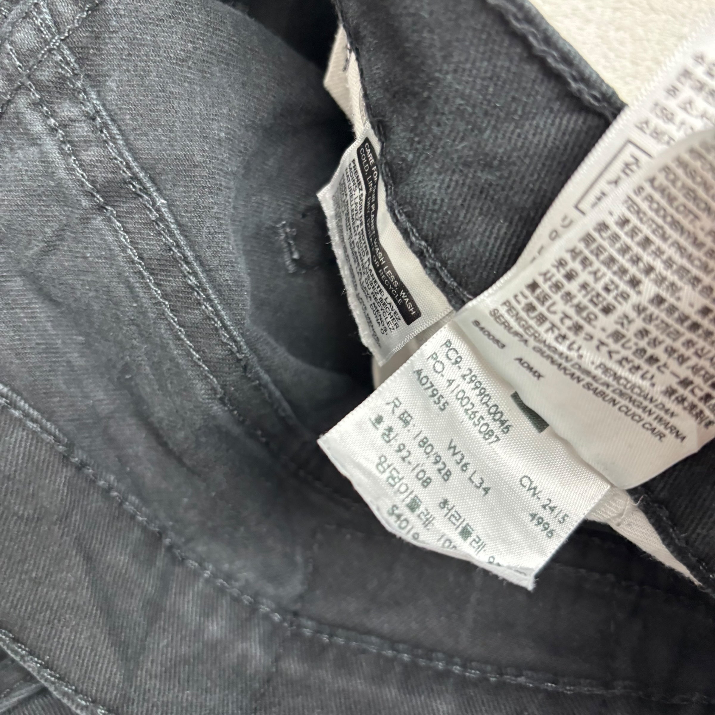 Levis 504 Jeans W36 L34 Mens Black Regular Straight Fit Stretch Denim (E)