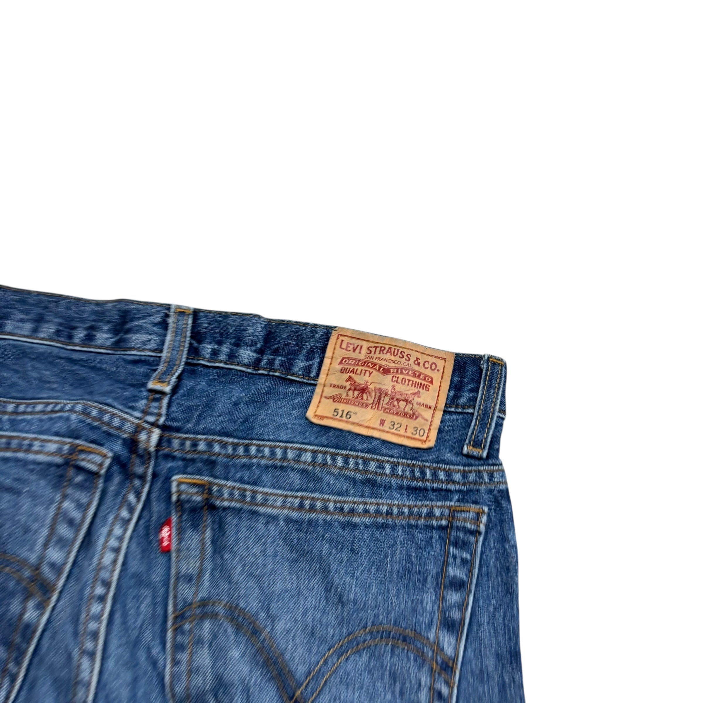 Levis 516 Jeans W32 L30 Mens Mid Blue Slim Straight Fit Vintage Denim