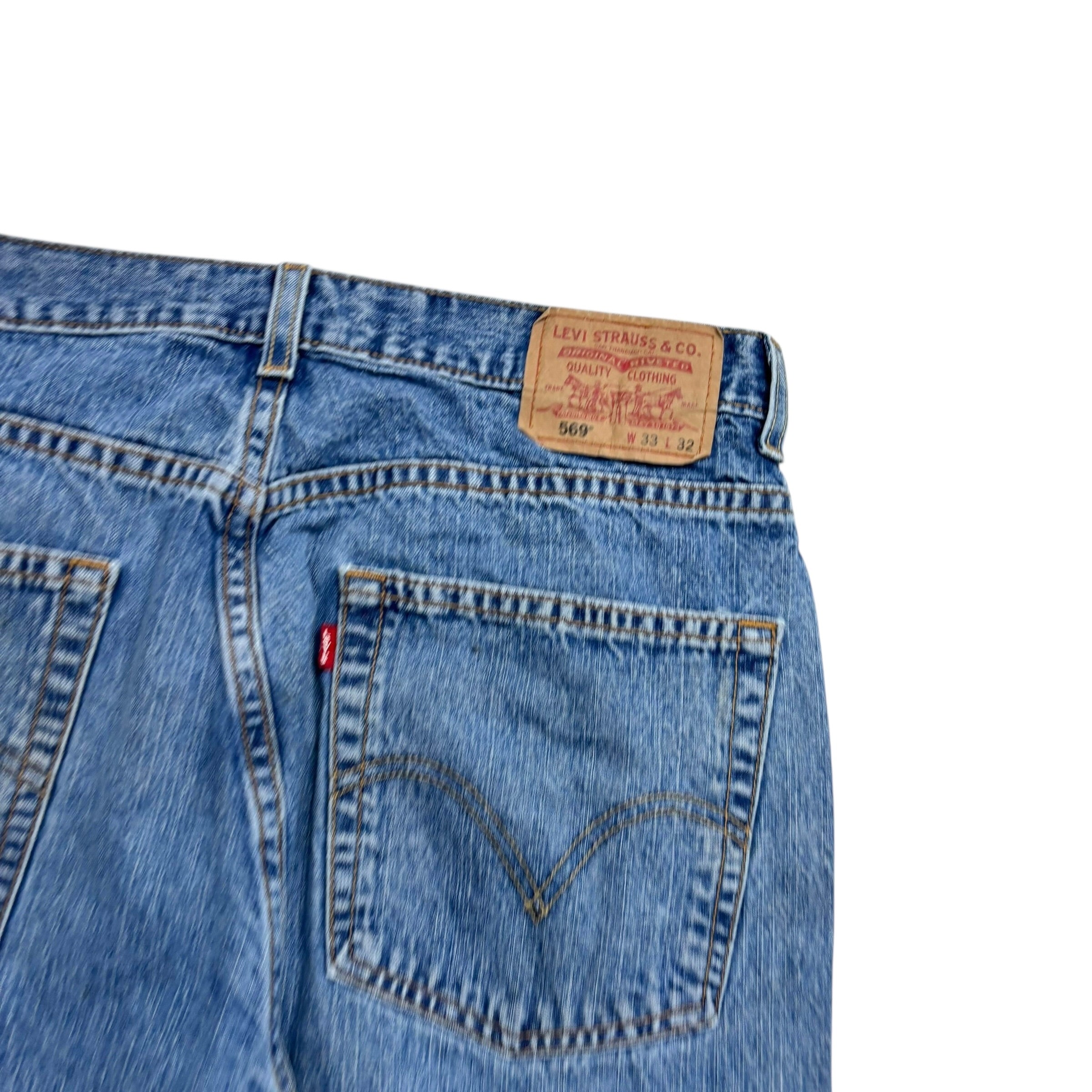 Levis 569 Jeans W33 L31 Mens Mid Blue Baggy Relaxed Straight Fit Vintage