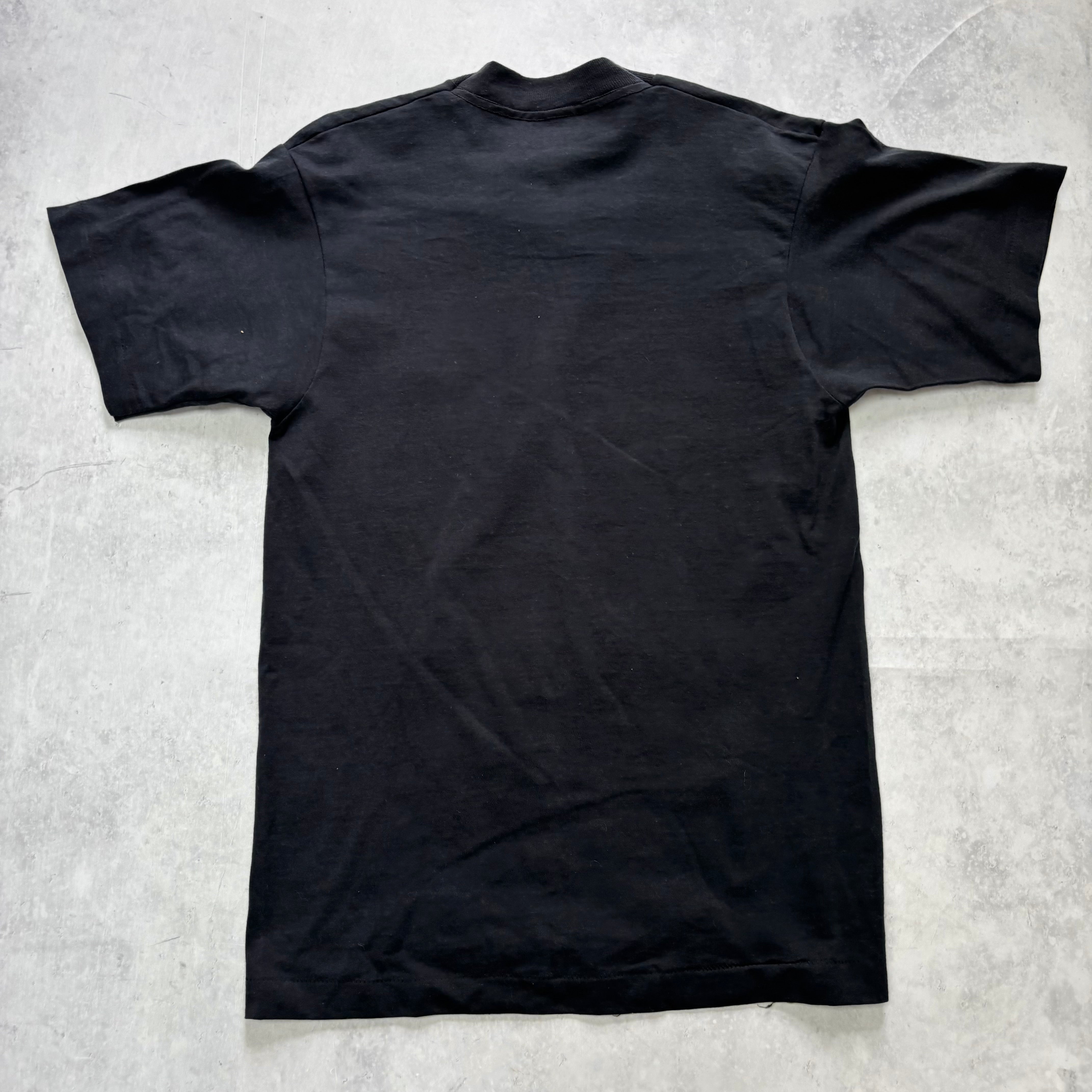 Vintage T Shirt Mens Small Black Single Stitch Graphic Print 90s Baseball