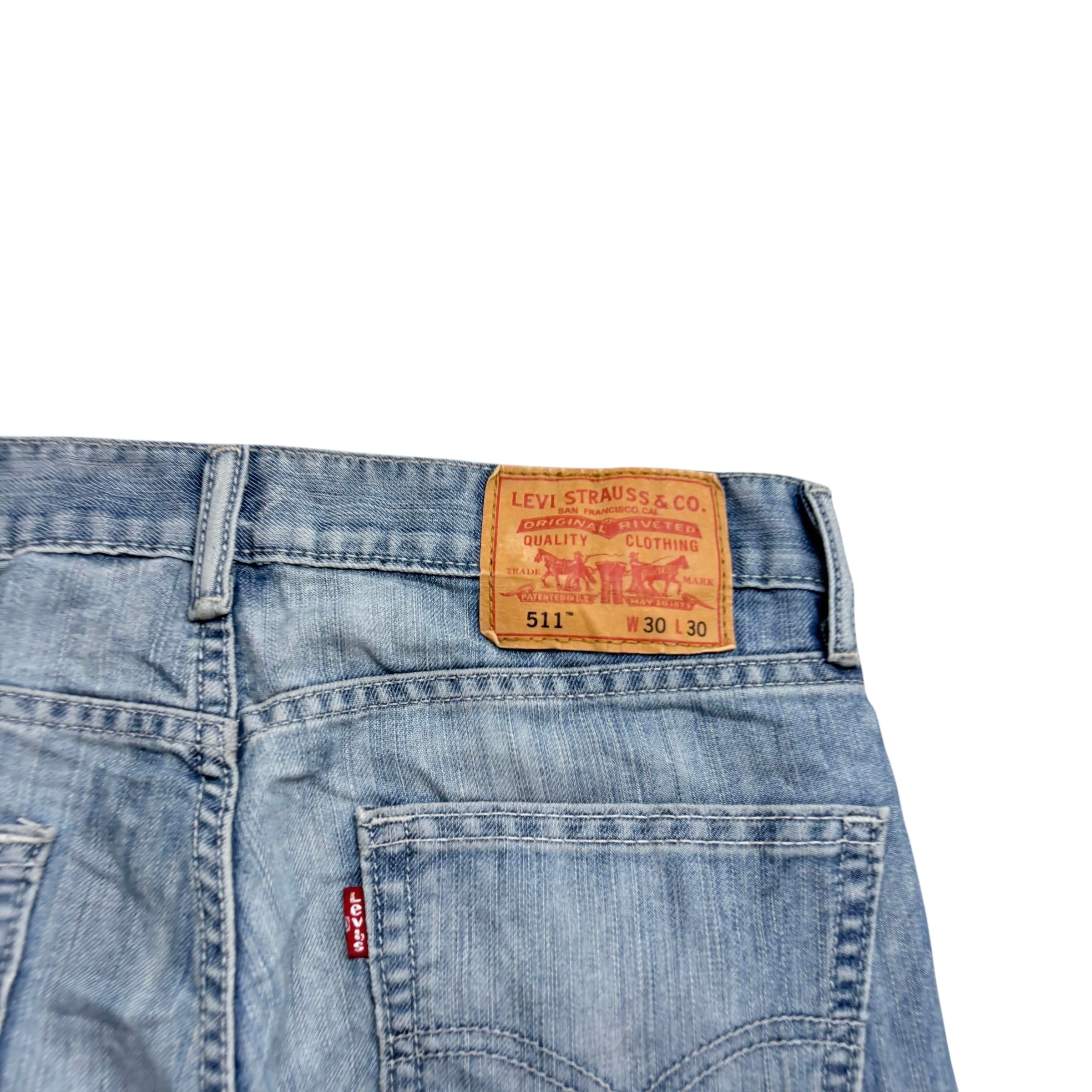 Levis 511 Jeans W30 L30 Mens Silver Blue Slim Fit Vintage Denim