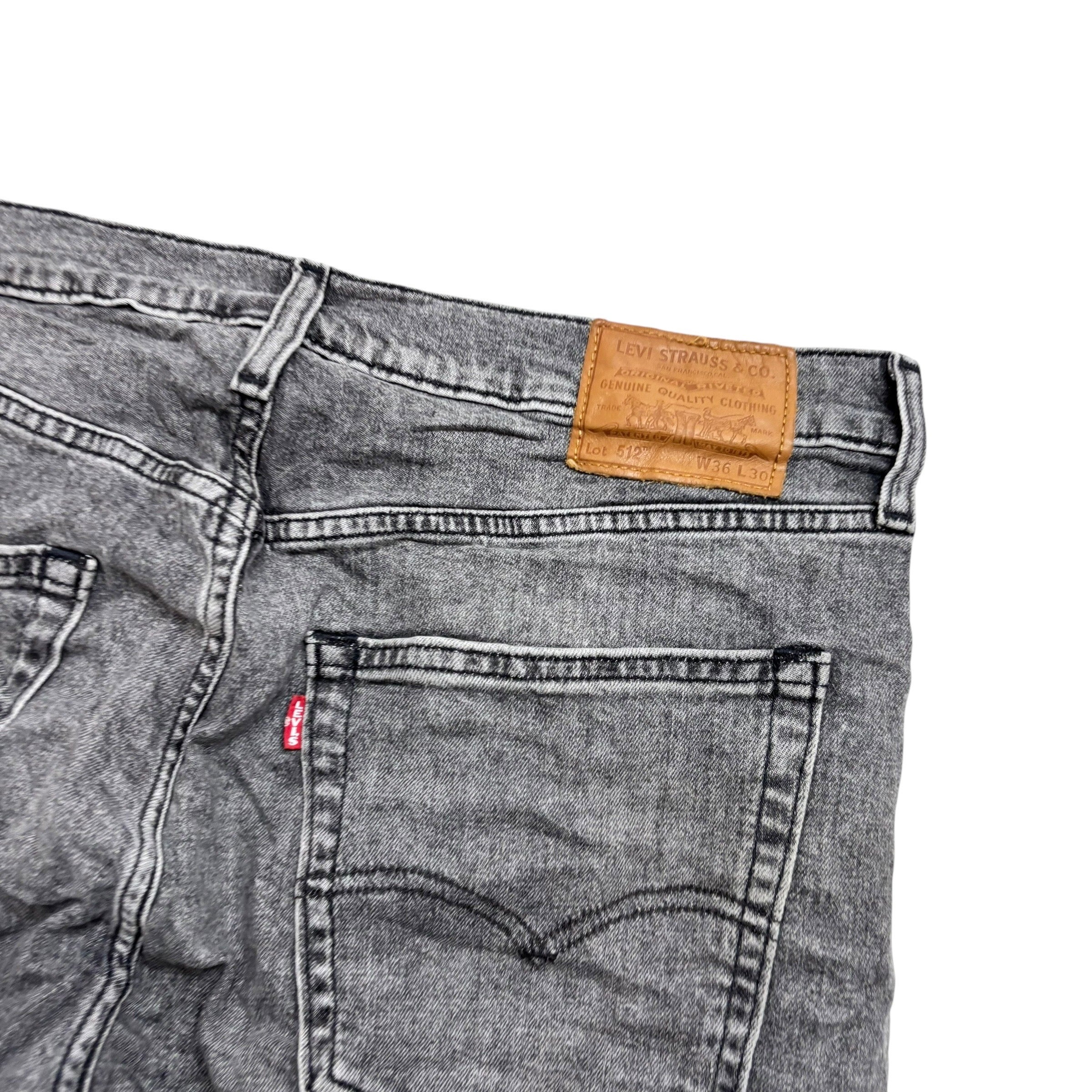 Levis 512 Jeans W36 L30 Mens Grey Slim Tapered Fit Premium Stretch Denim